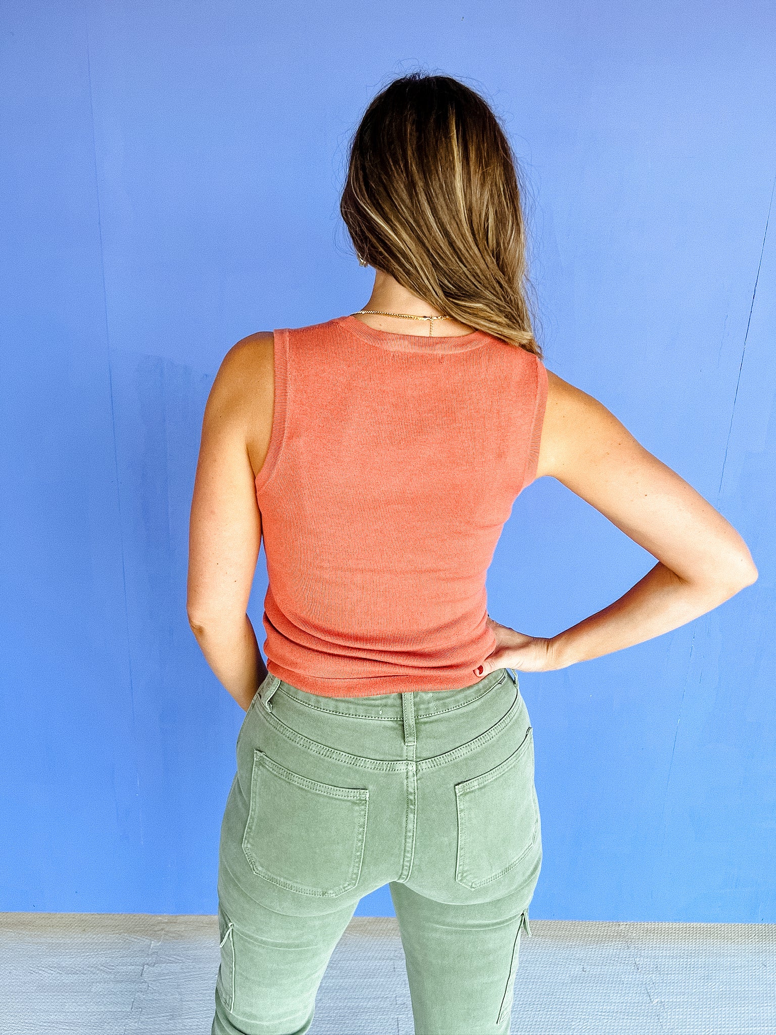 Kimmie Fitted Tank - Faded Rust