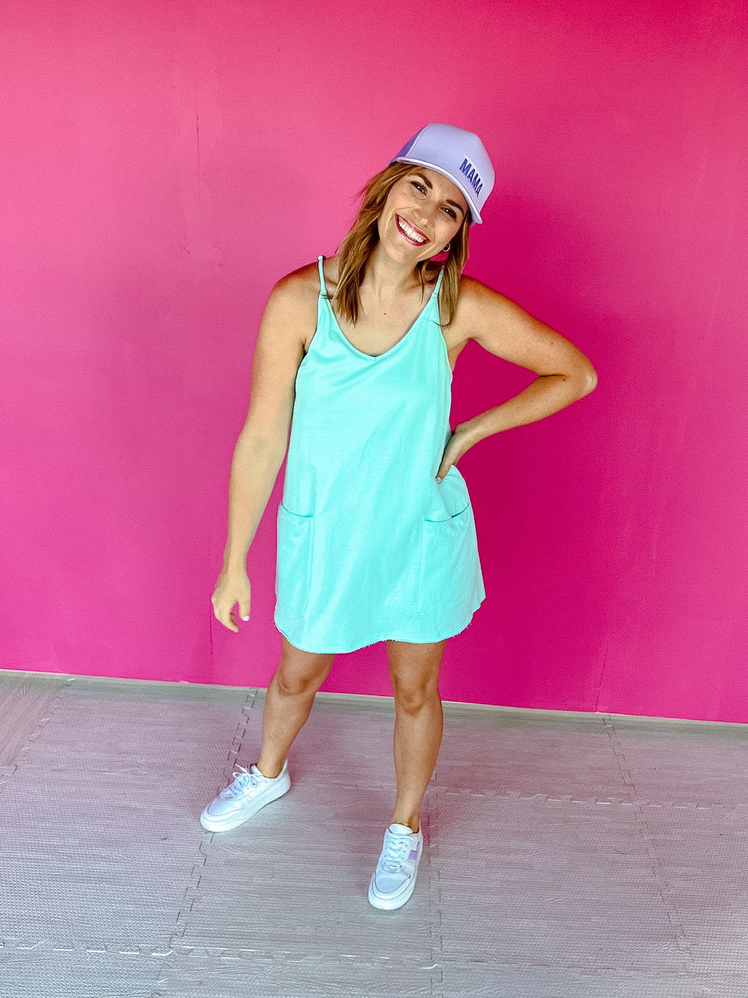Molly Sporty Mini Dress - Pastel Jade