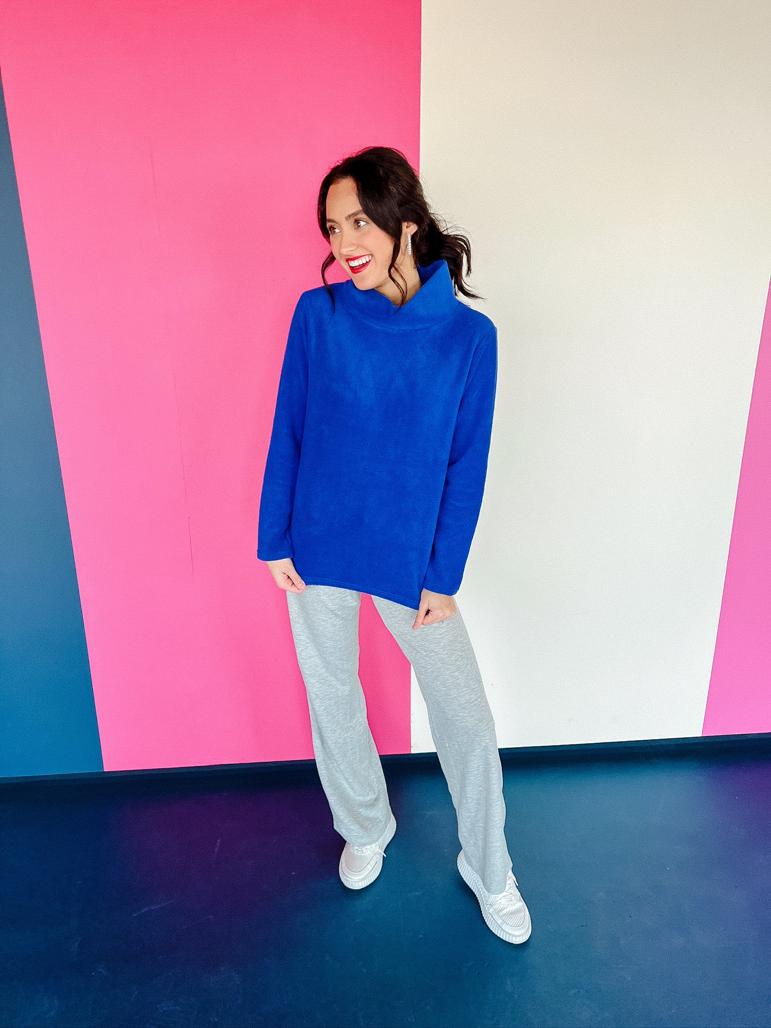 Heidi High Neck Pullover - Royal Blue