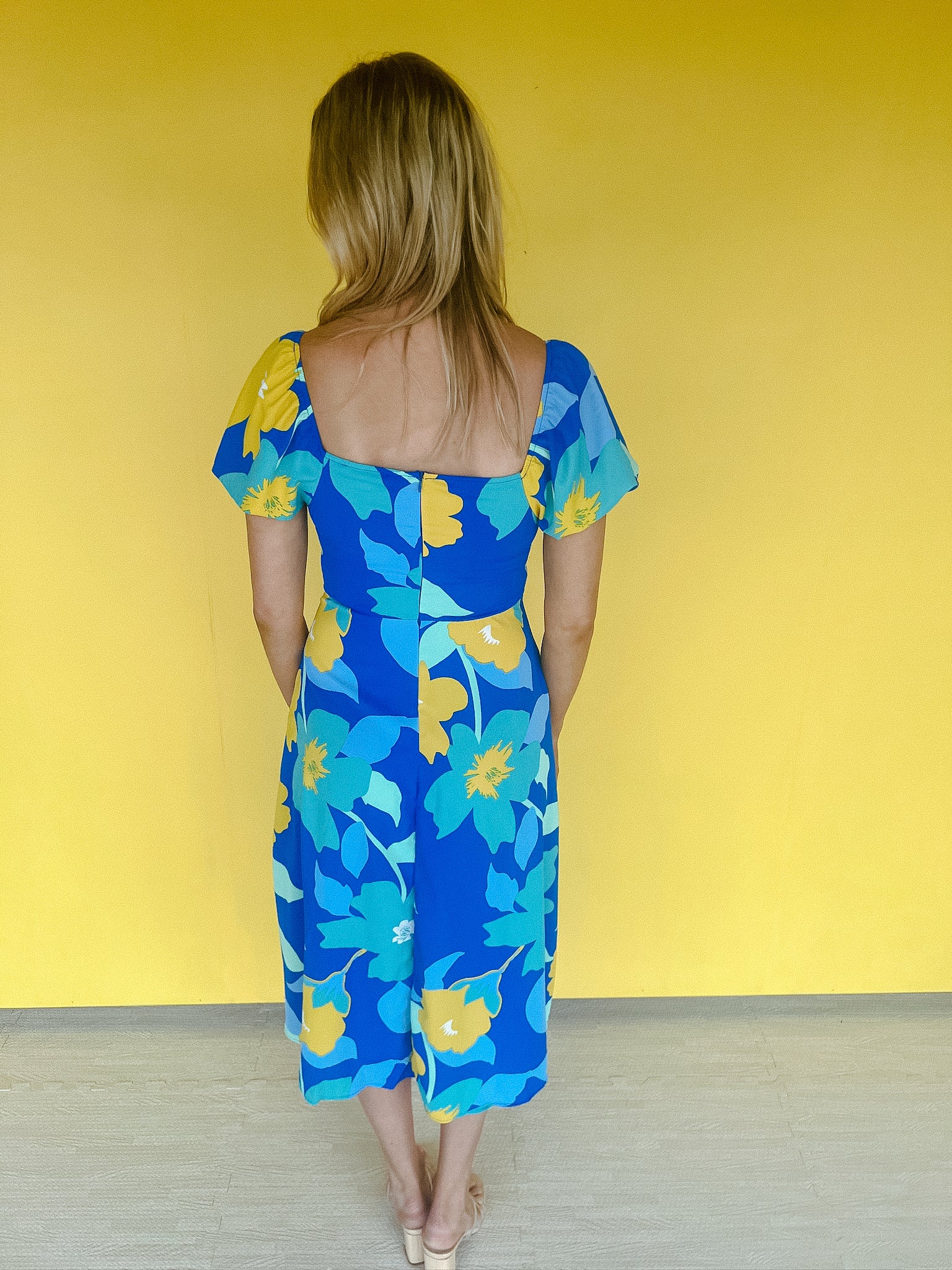 Zinnia Midi Dress - Aquamarine + Bright Blue + Bright Yellow