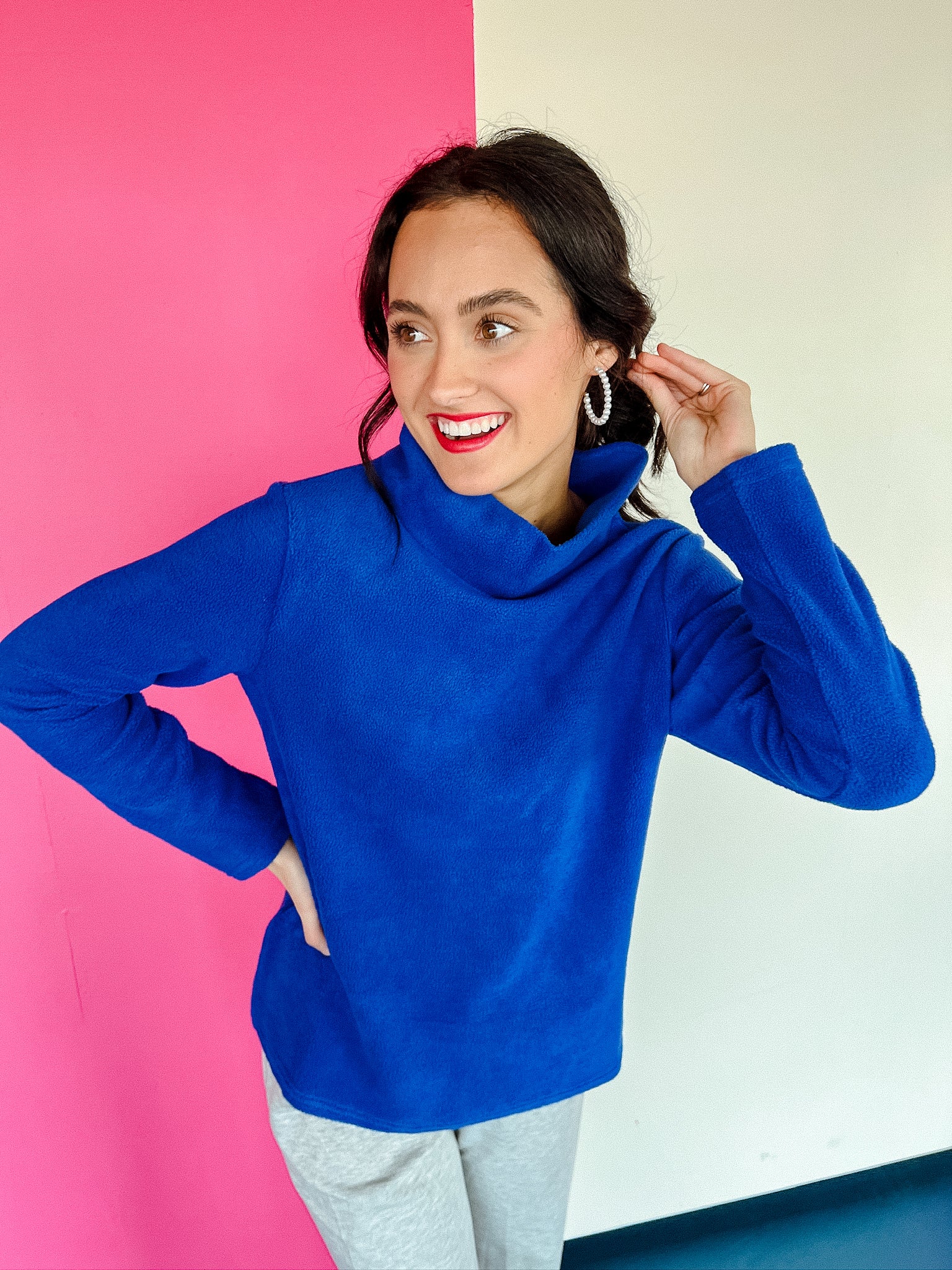 Heidi High Neck Pullover - Royal Blue