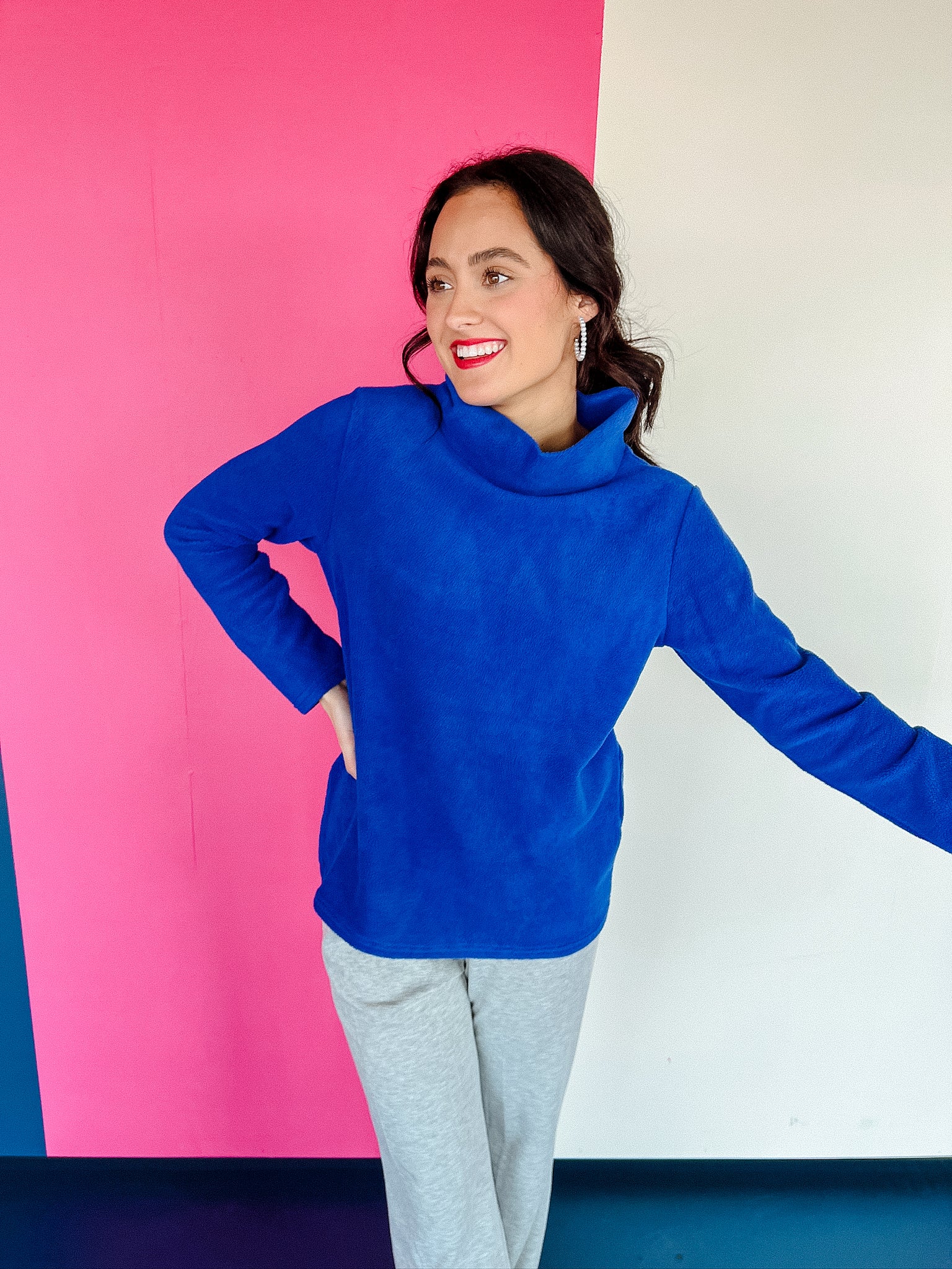 Heidi High Neck Pullover - Royal Blue