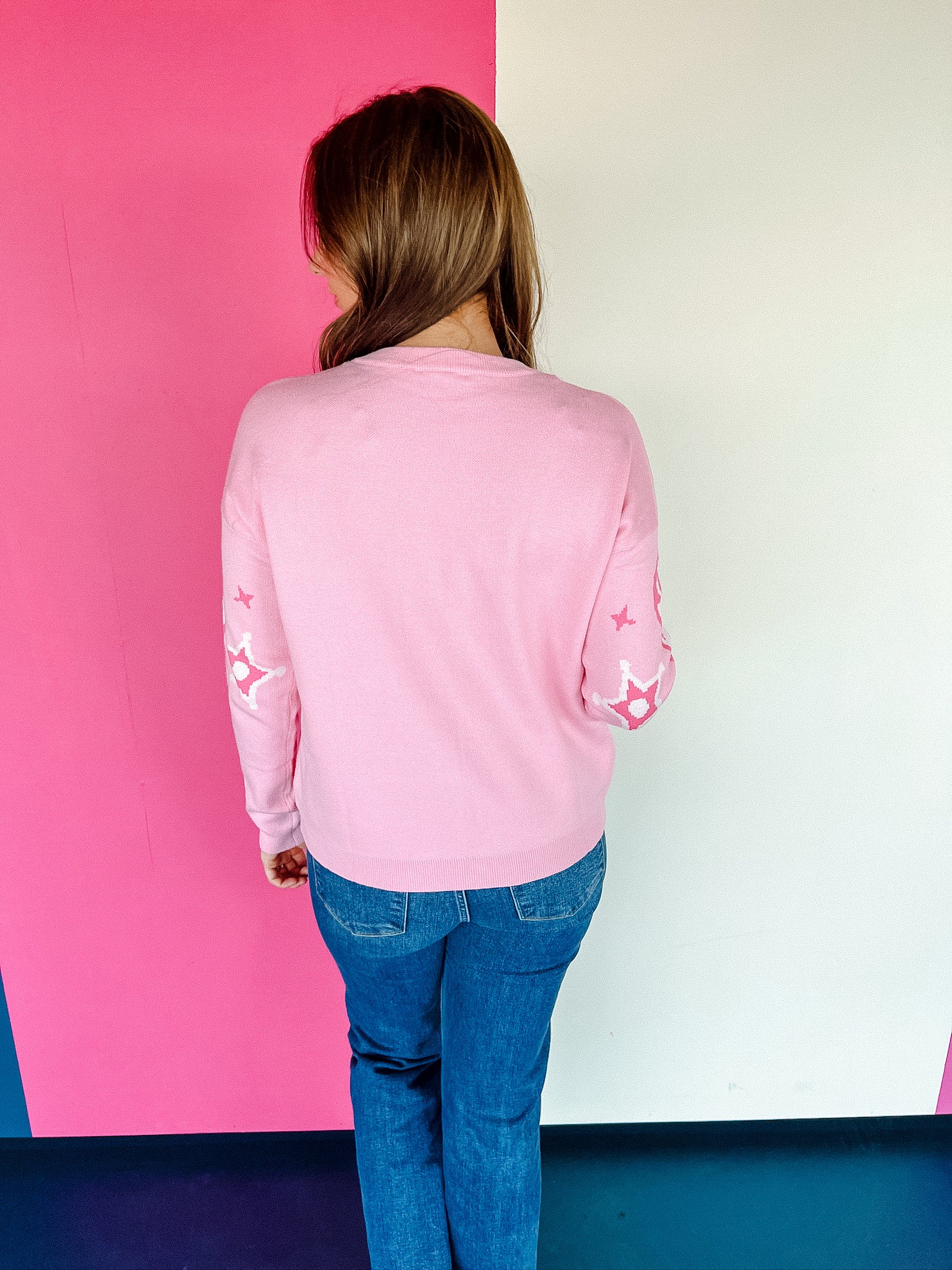 Tennessee Cowboy Print Sweater - Rose + Pastel Rose