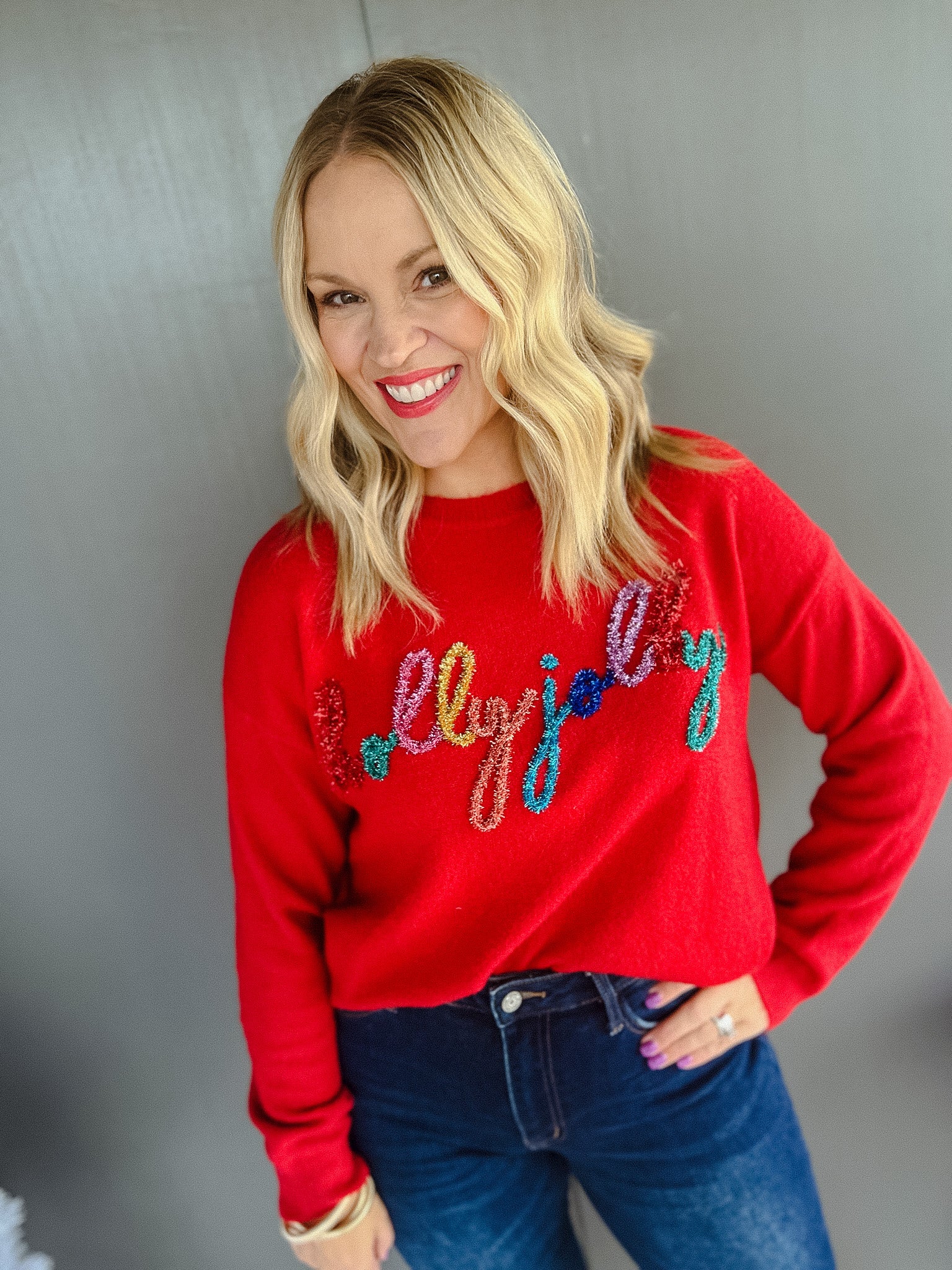 Holly Jolly Sweater - Cherry/Carmine