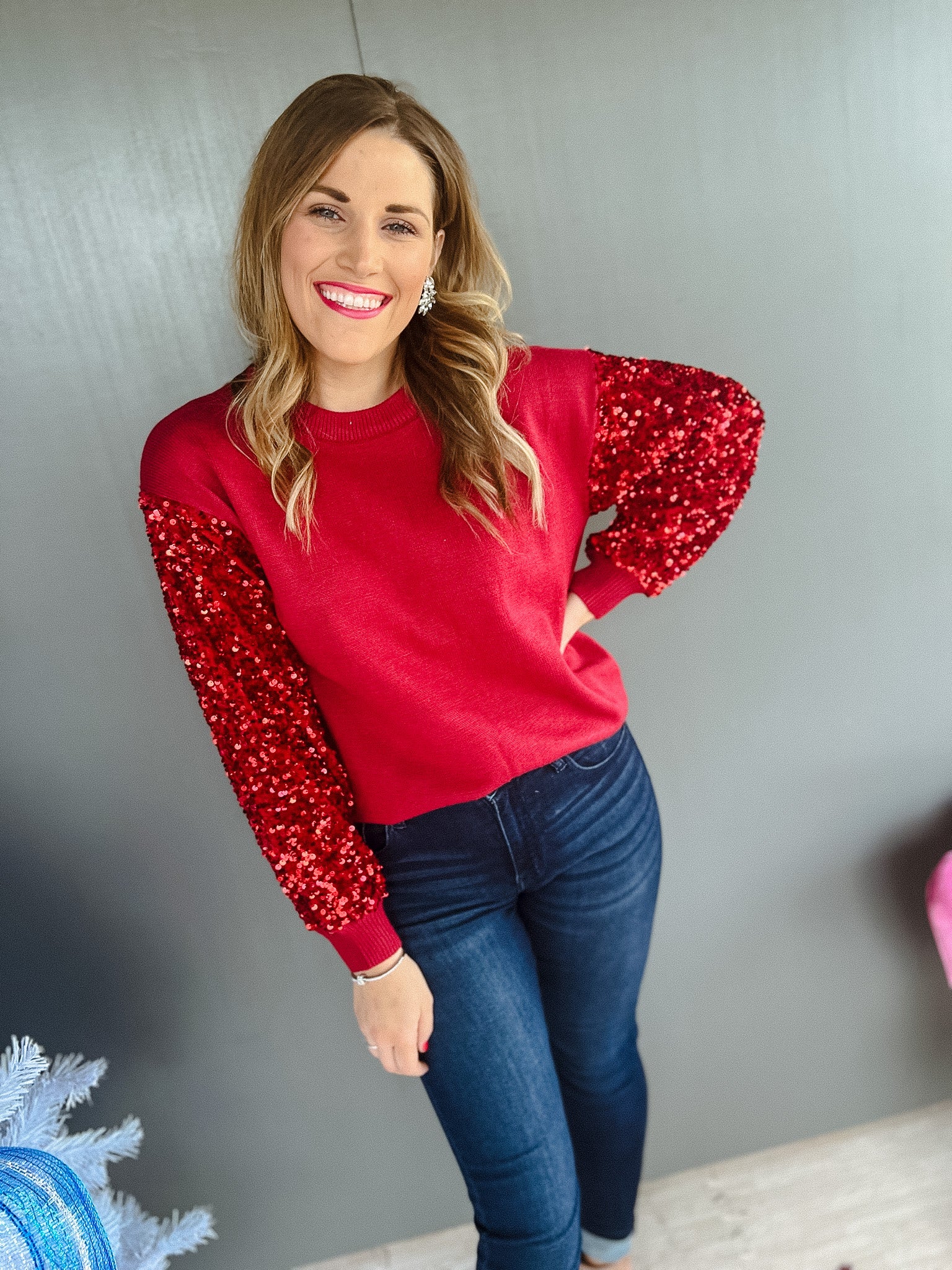Glitz and Glam Sequin Top - Burgundy
