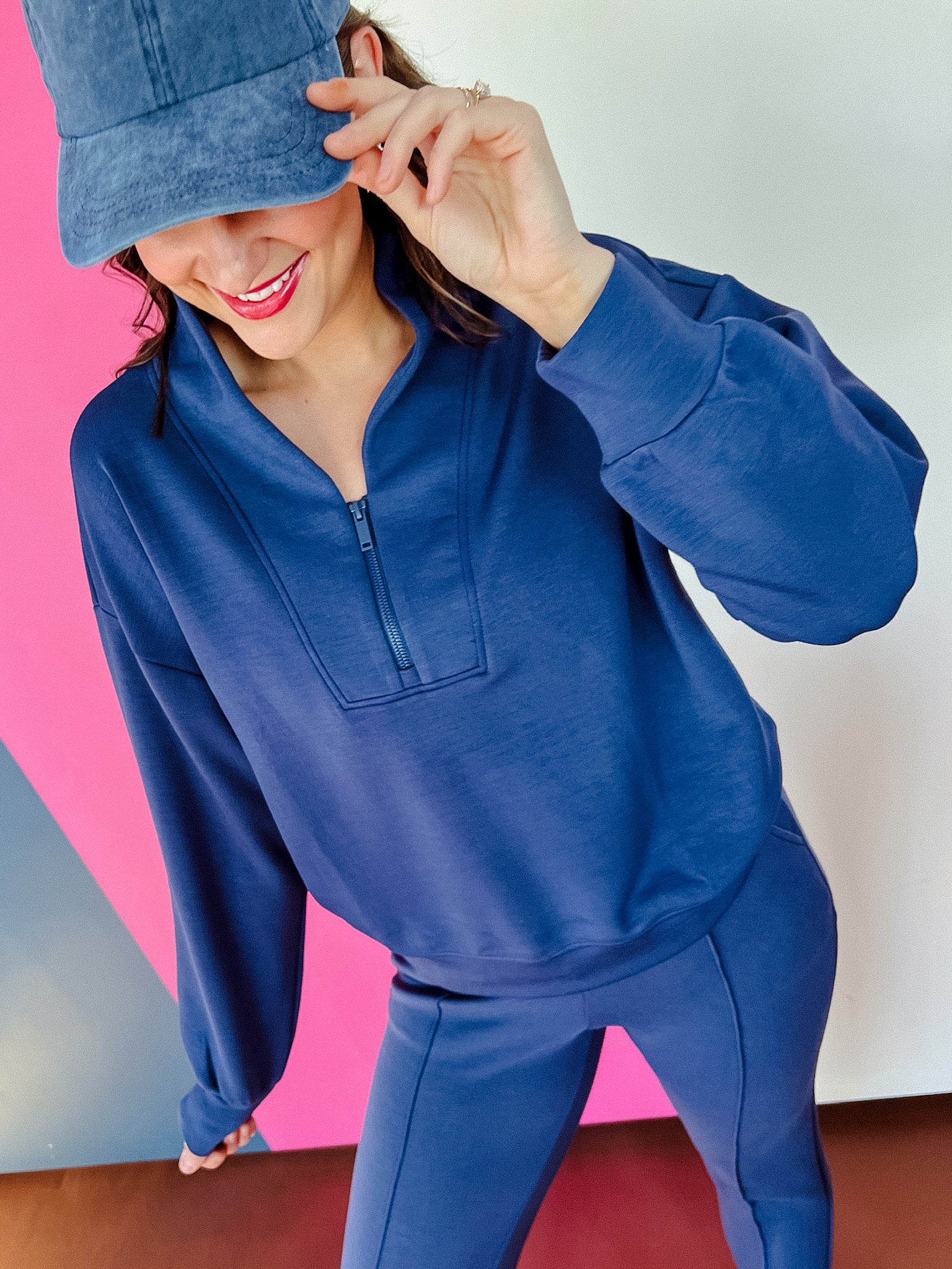 Hattie Scuba Pullover - Smoky Blue