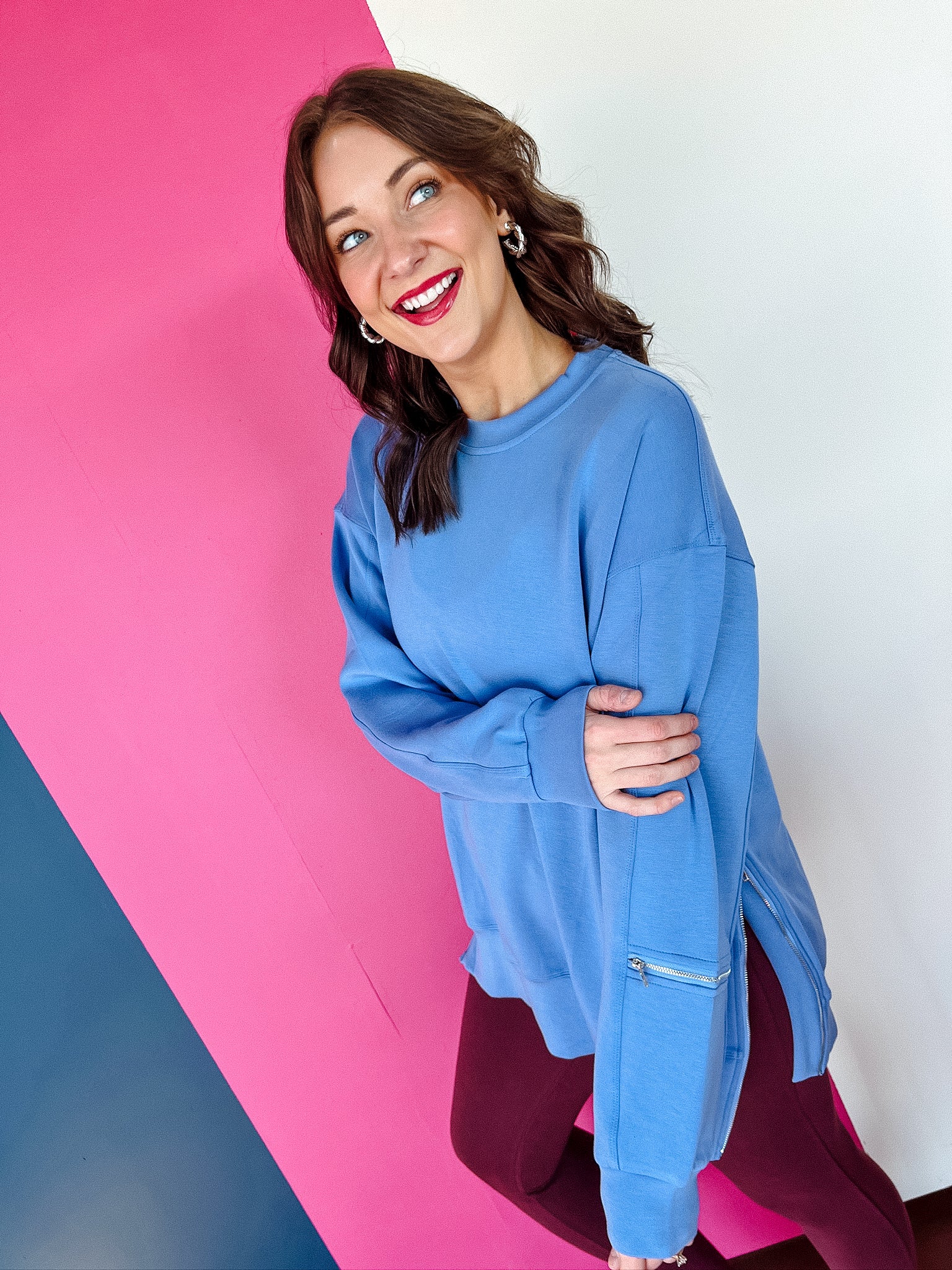 Tulane Tunic Knit Pullover - Sky Blue