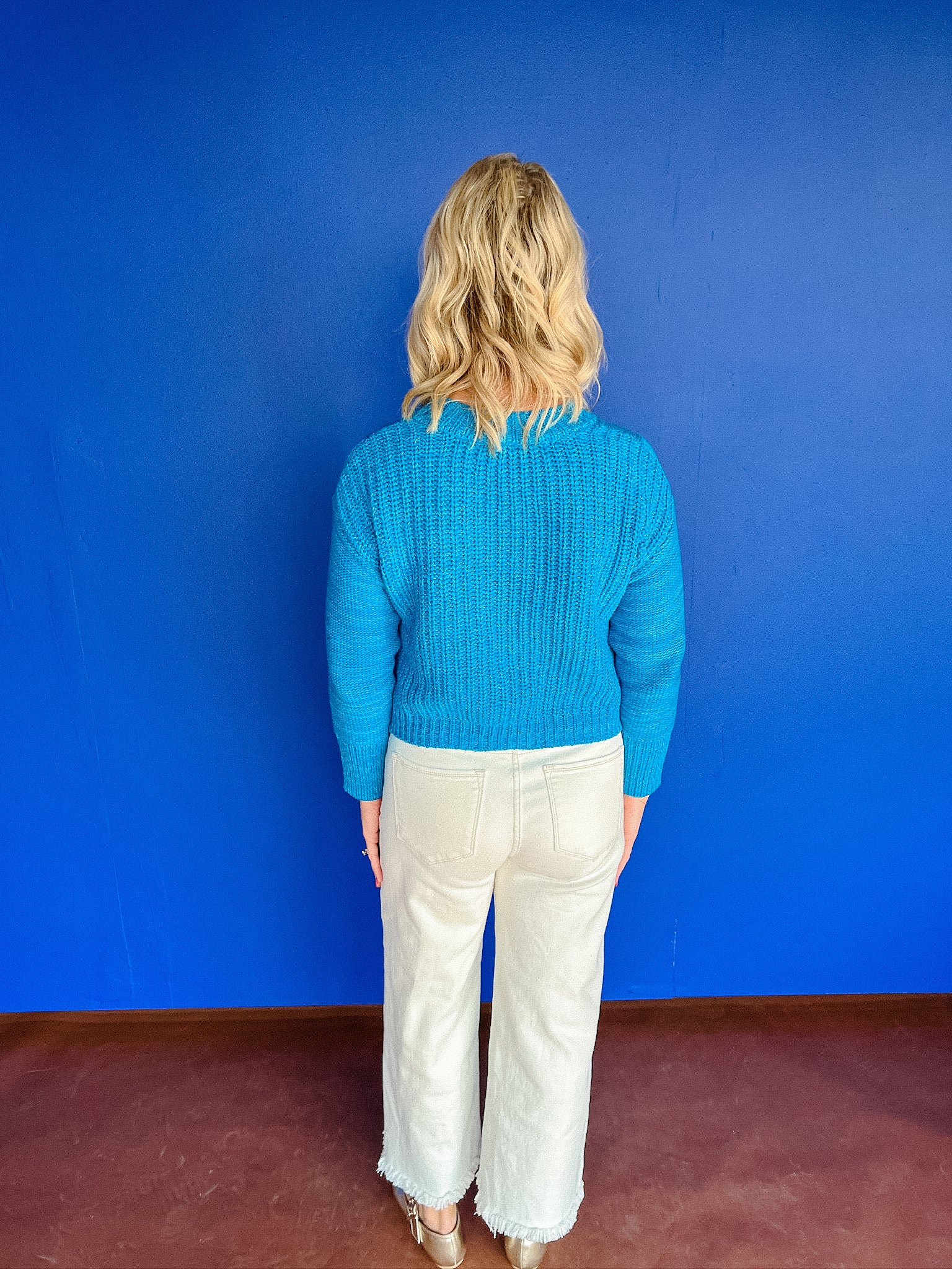 Denise Knit Sweater - Bright Turquoise