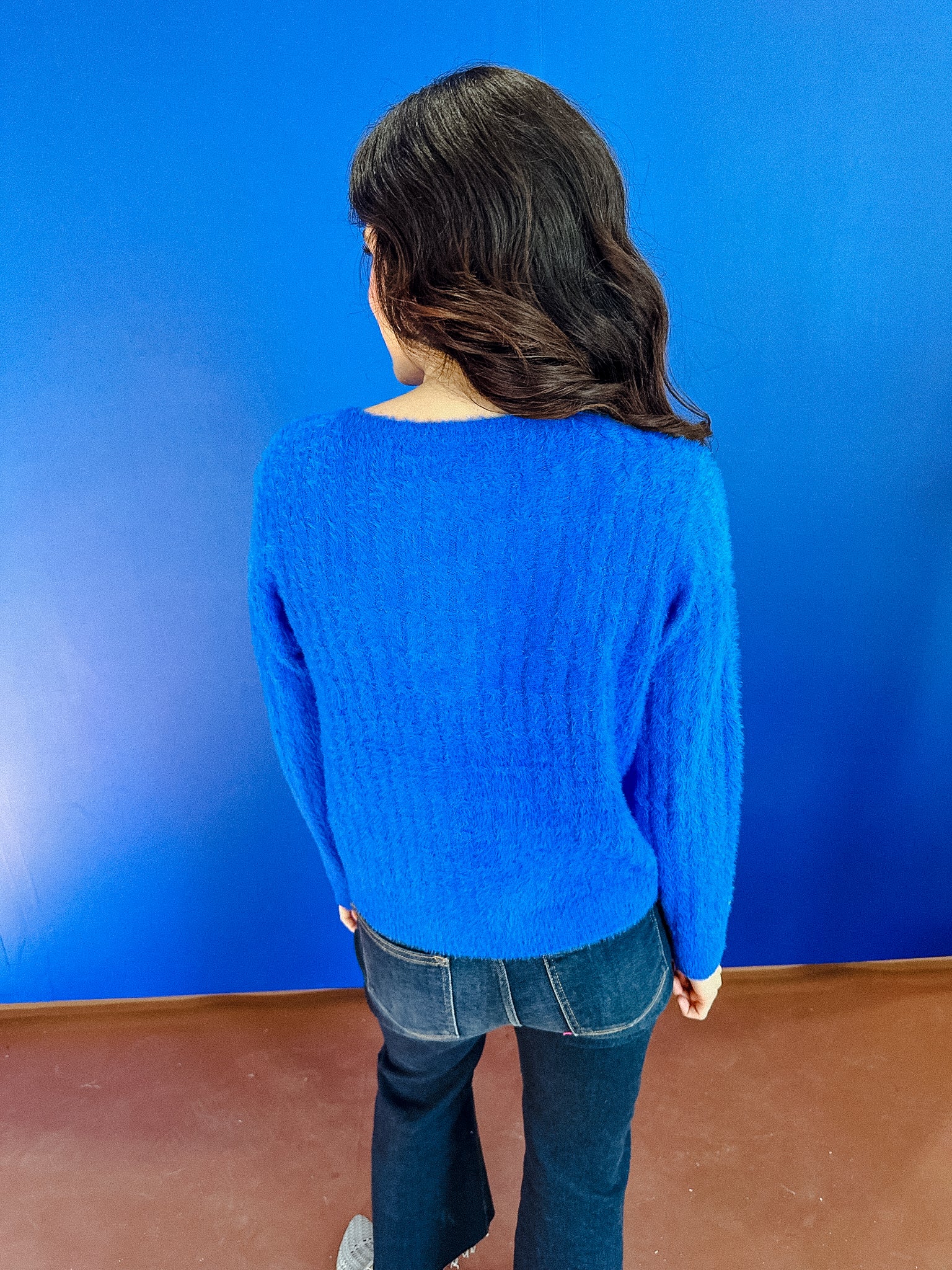 Tana Fuzzy Cardigan - Vibrant Bright Blue