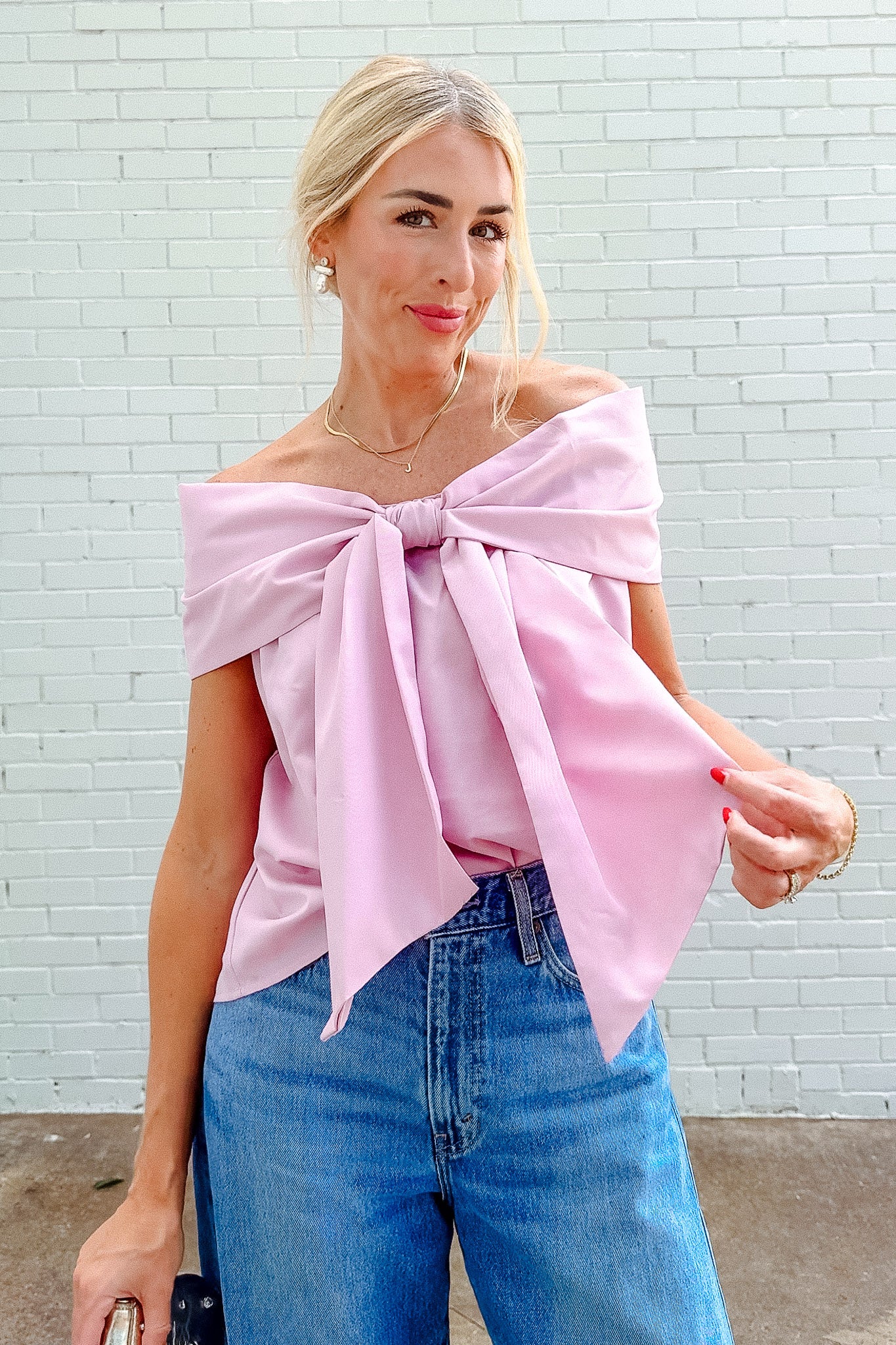 Julia Off-Shoulder Bow Top - Lilac