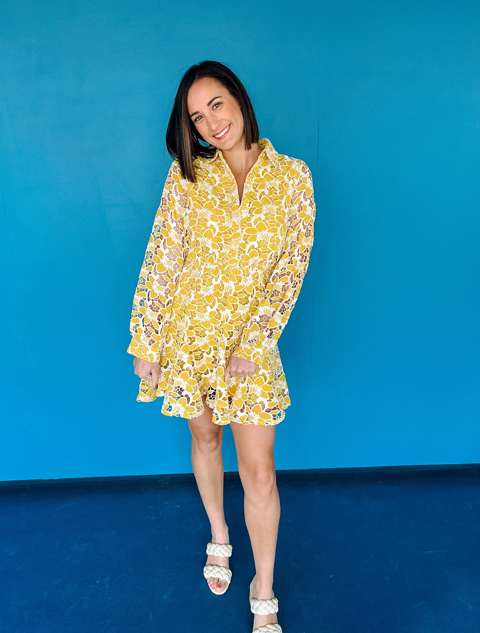 Milan Floral Mini Dress - Mustard + Oyster