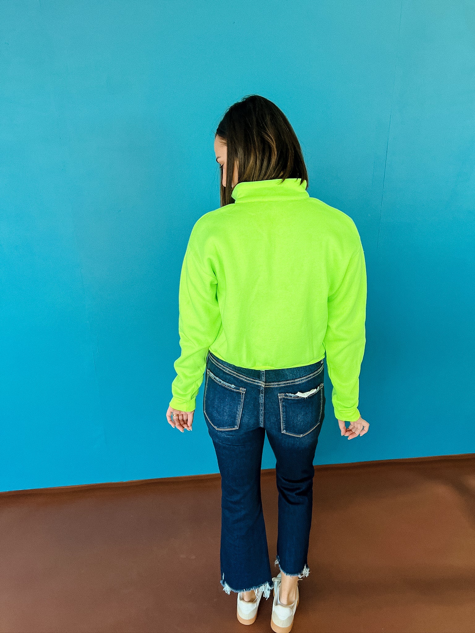 India Half Zip Sweatshirt - Neon Lime