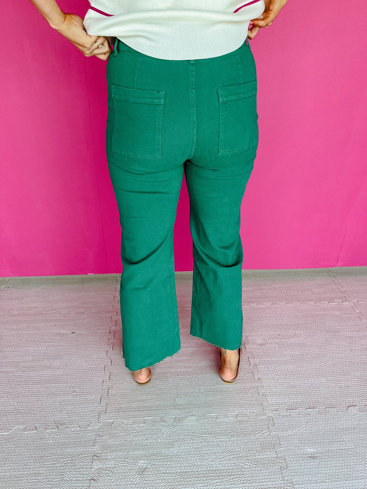 Cheyenne Wide Leg Pants - Cool Green