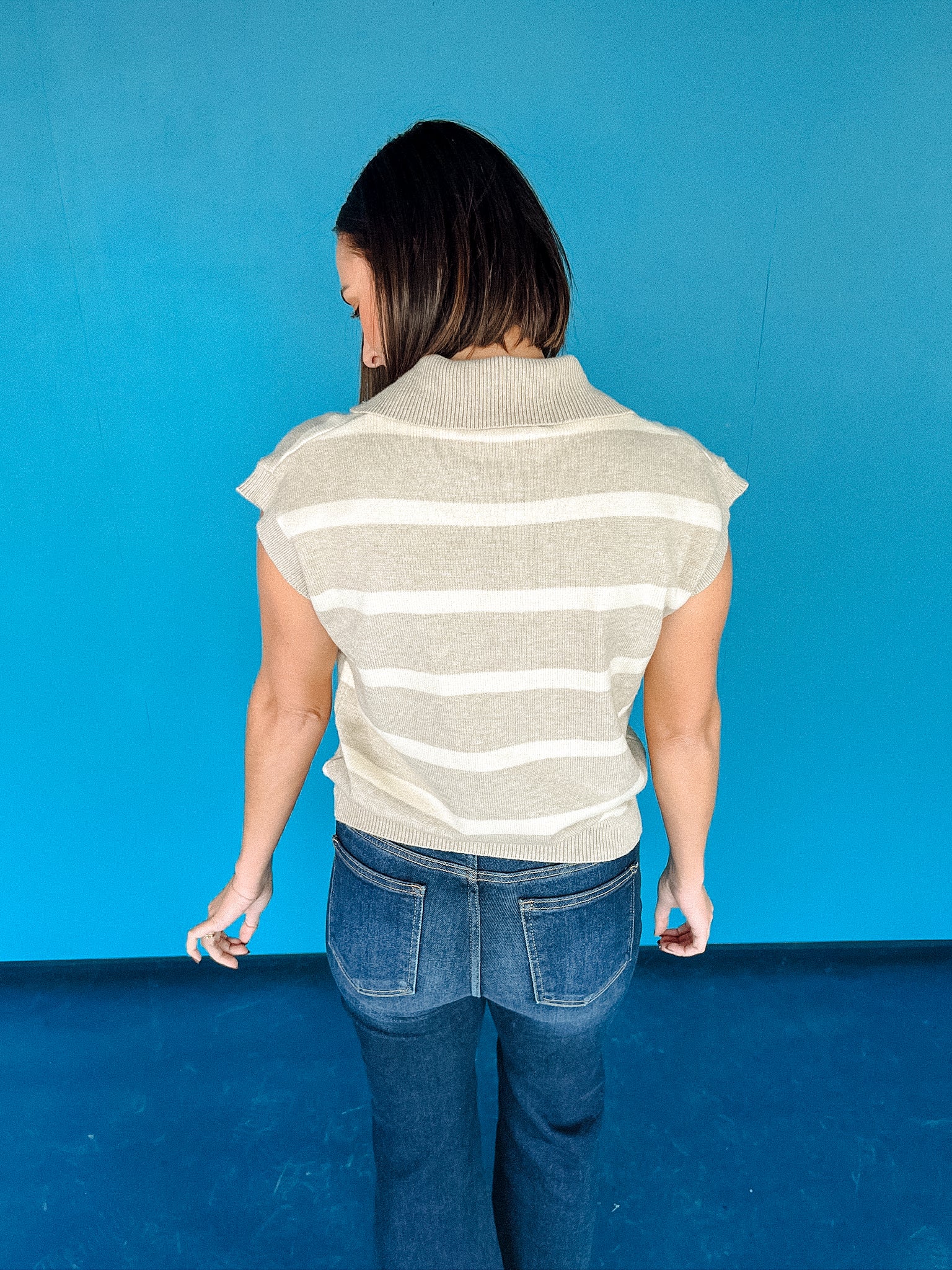 Alma Striped Sweater Top - Beige+ Oyster