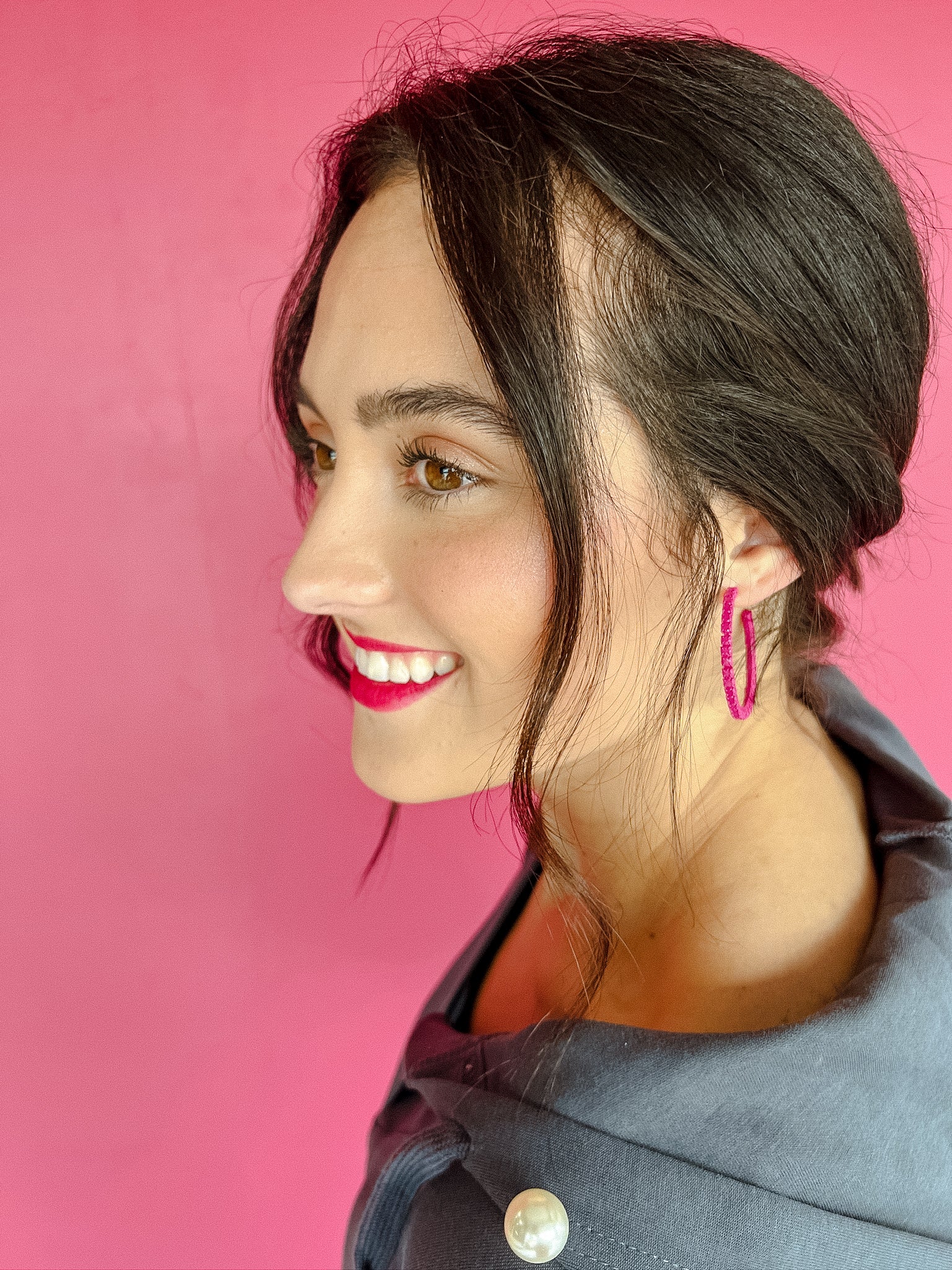 [Treasure Jewels] Barbie World Hoop Earrings - Fuchsia