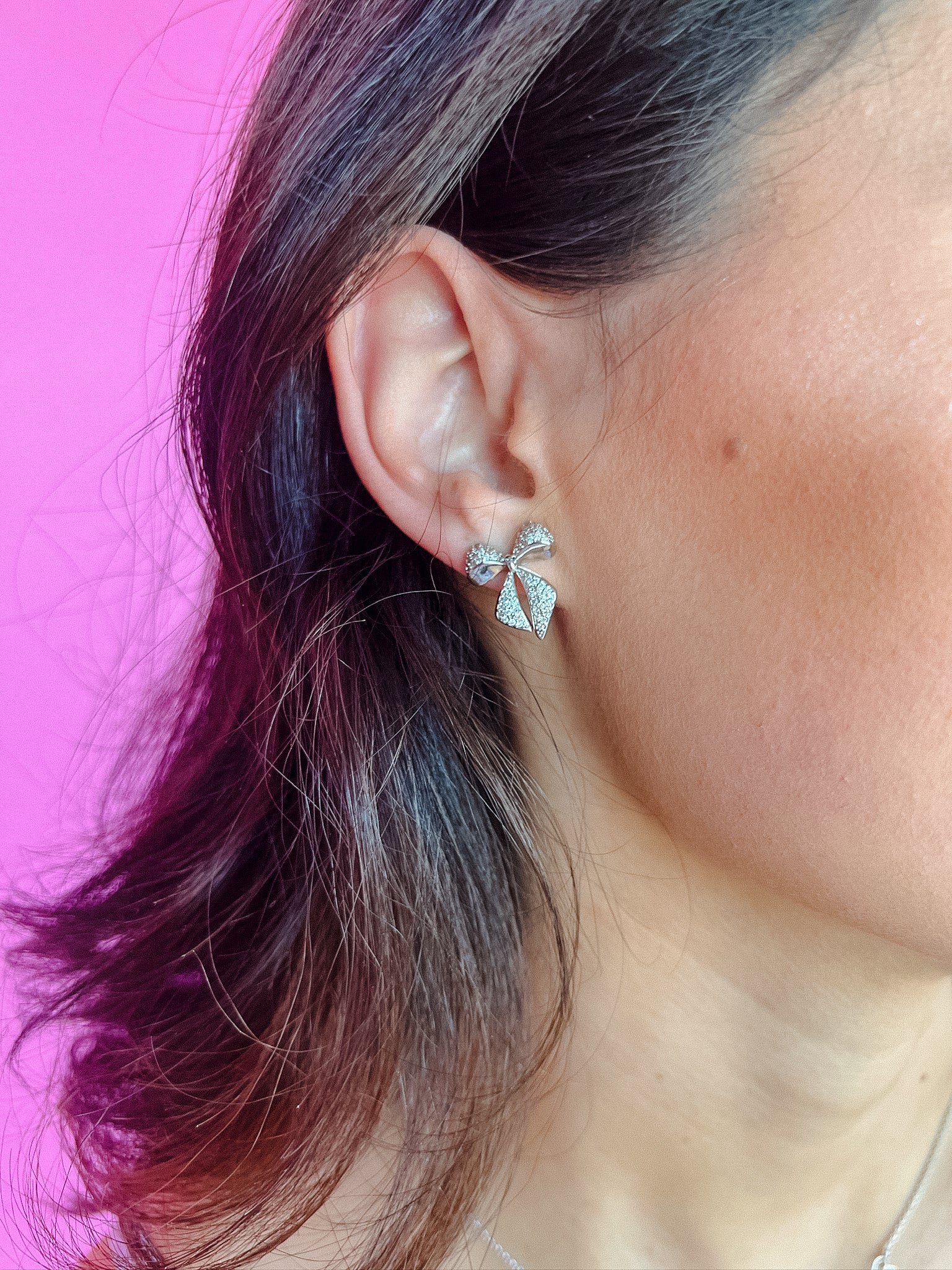 [Treasure Jewels] Tinkerbell Bow Earrings - Silver