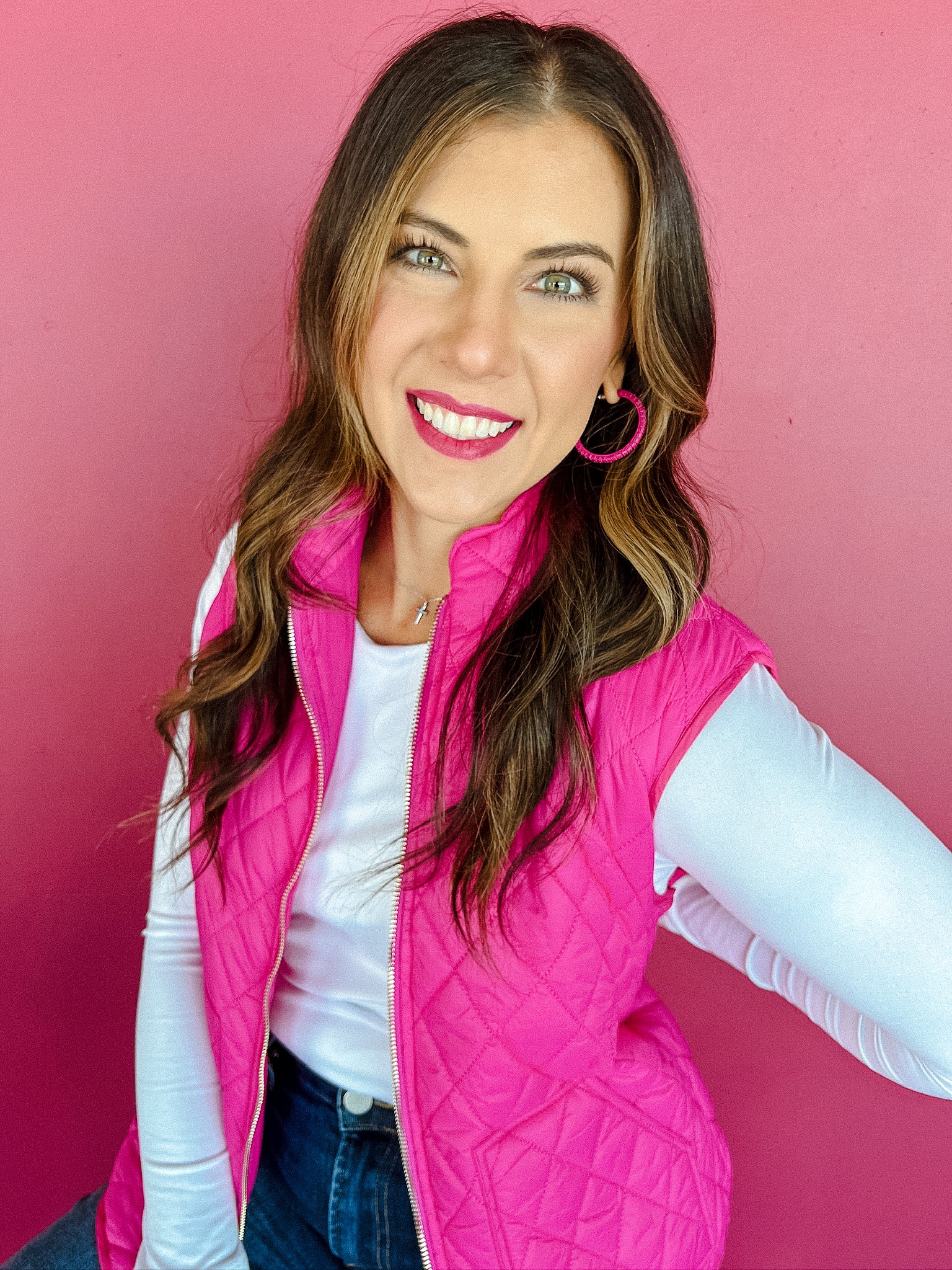 Wilma Puffer Vest - Neon Magenta