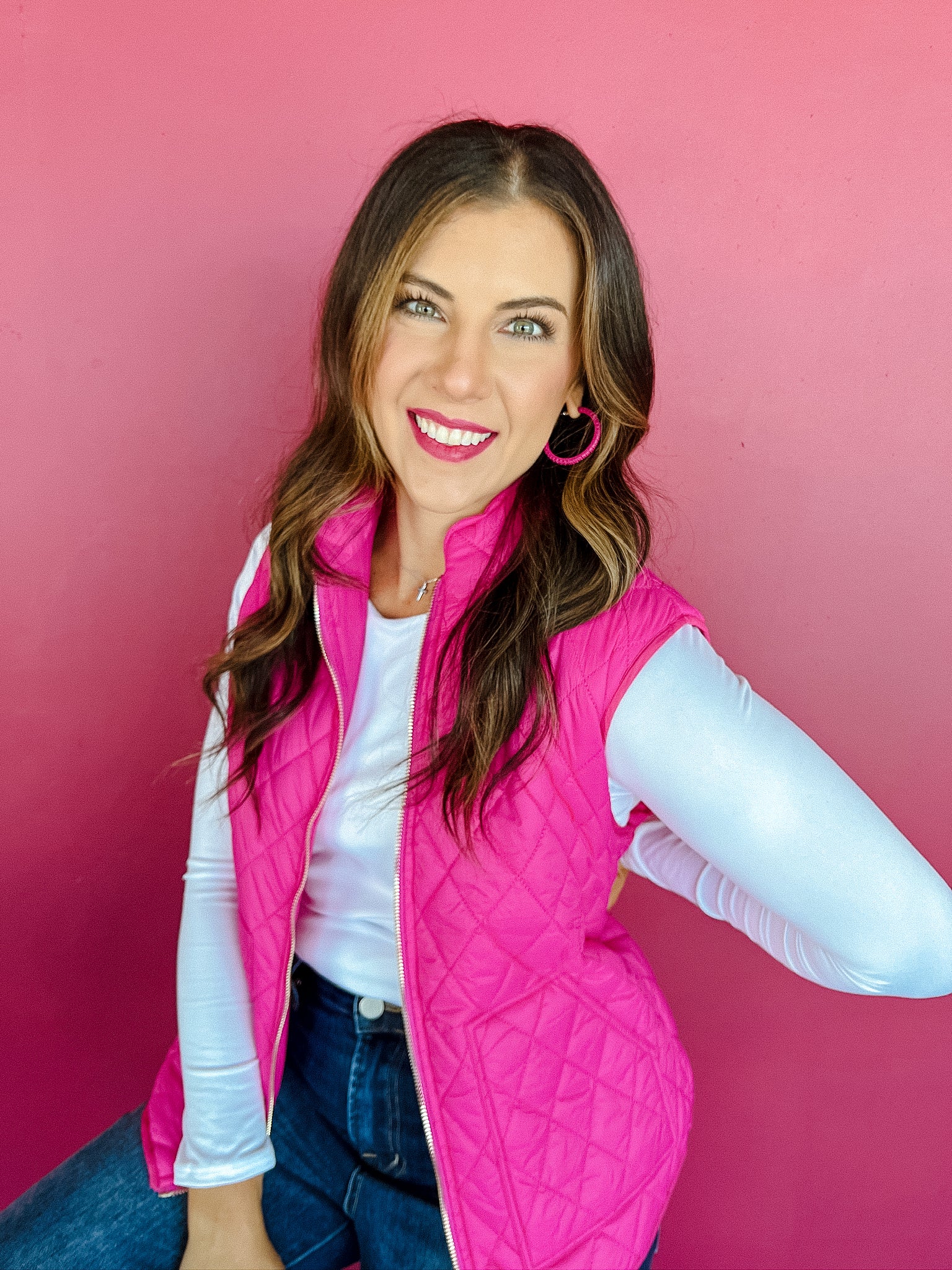 Wilma Puffer Vest - Neon Magenta