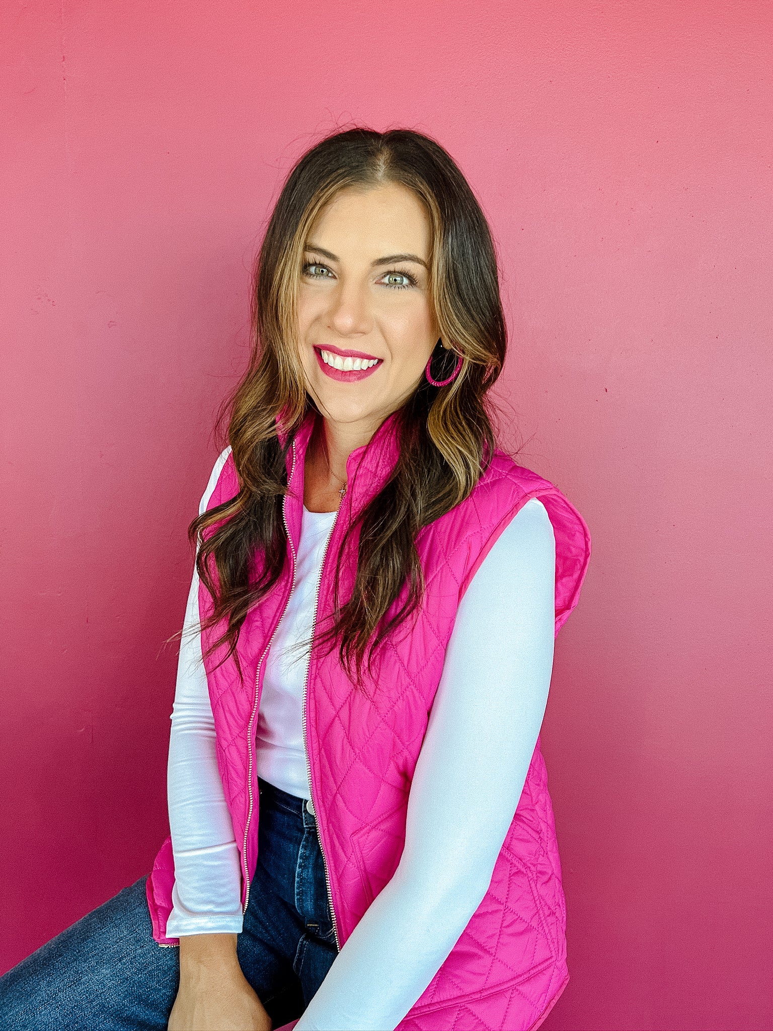 Wilma Puffer Vest - Neon Magenta