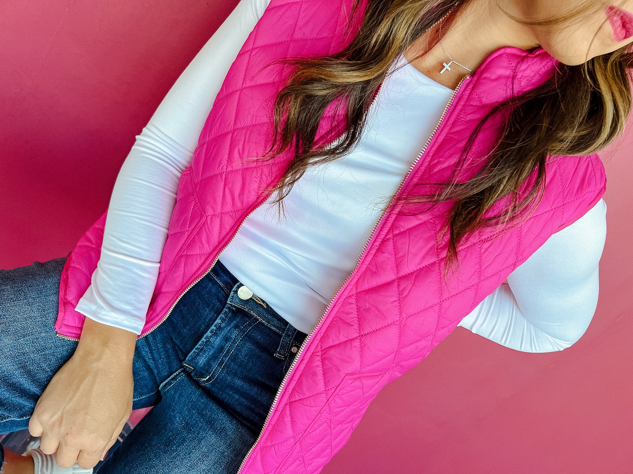 Wilma Puffer Vest - Neon Magenta