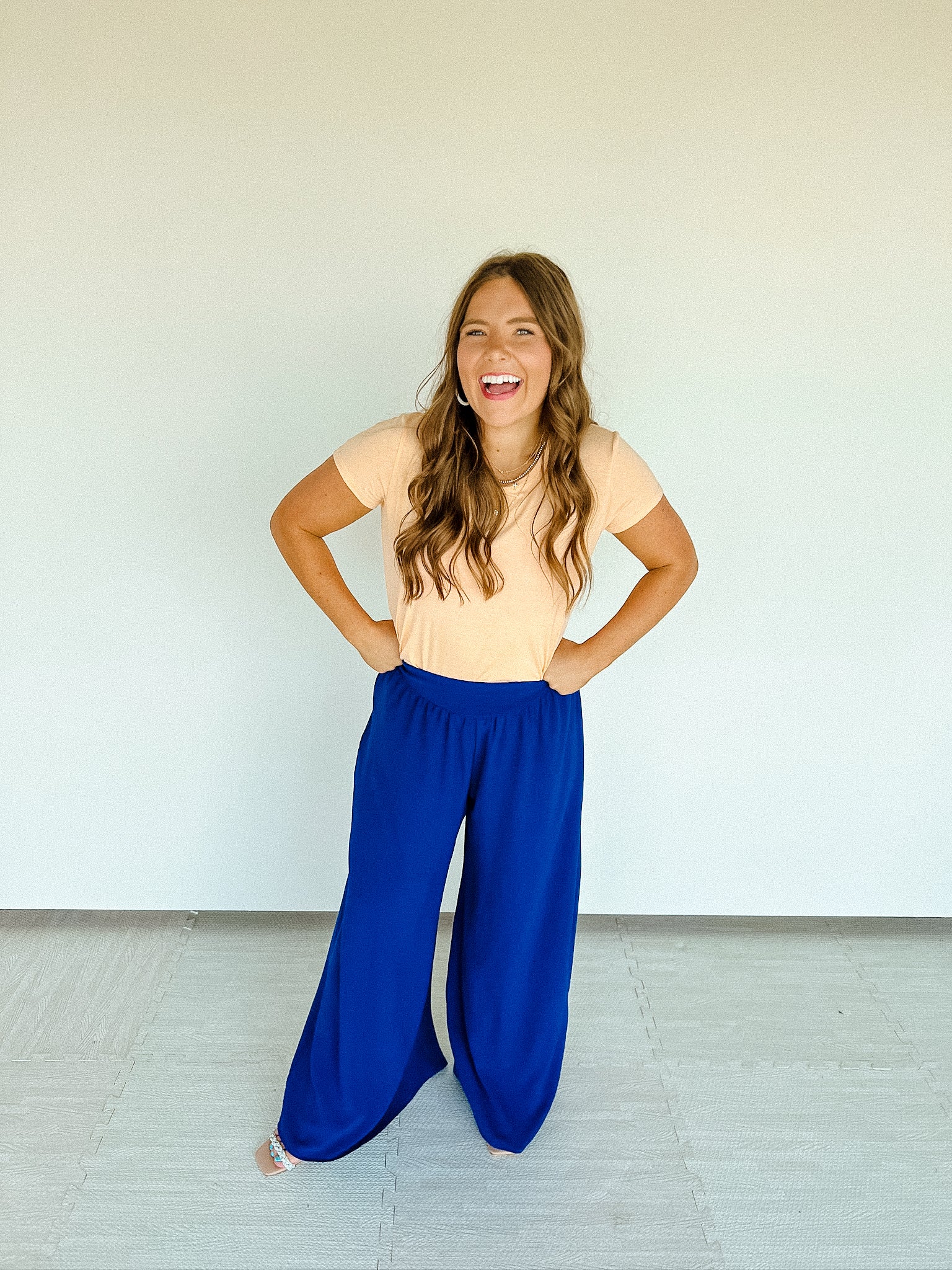 Coraline Crepe Wide Leg Pants - Bright Spring Blue