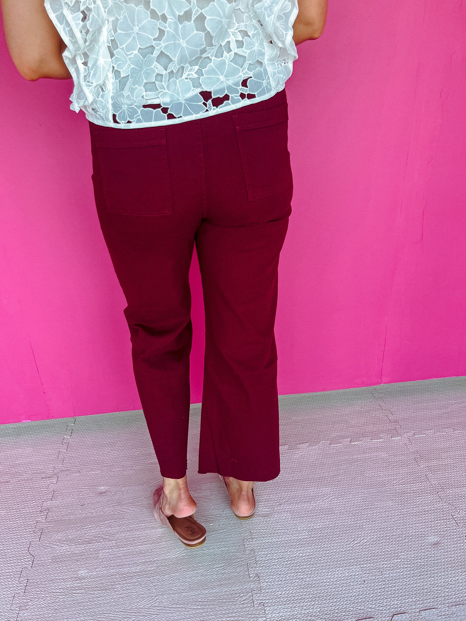 Cheyenne Wide Leg Pants - Burgundy