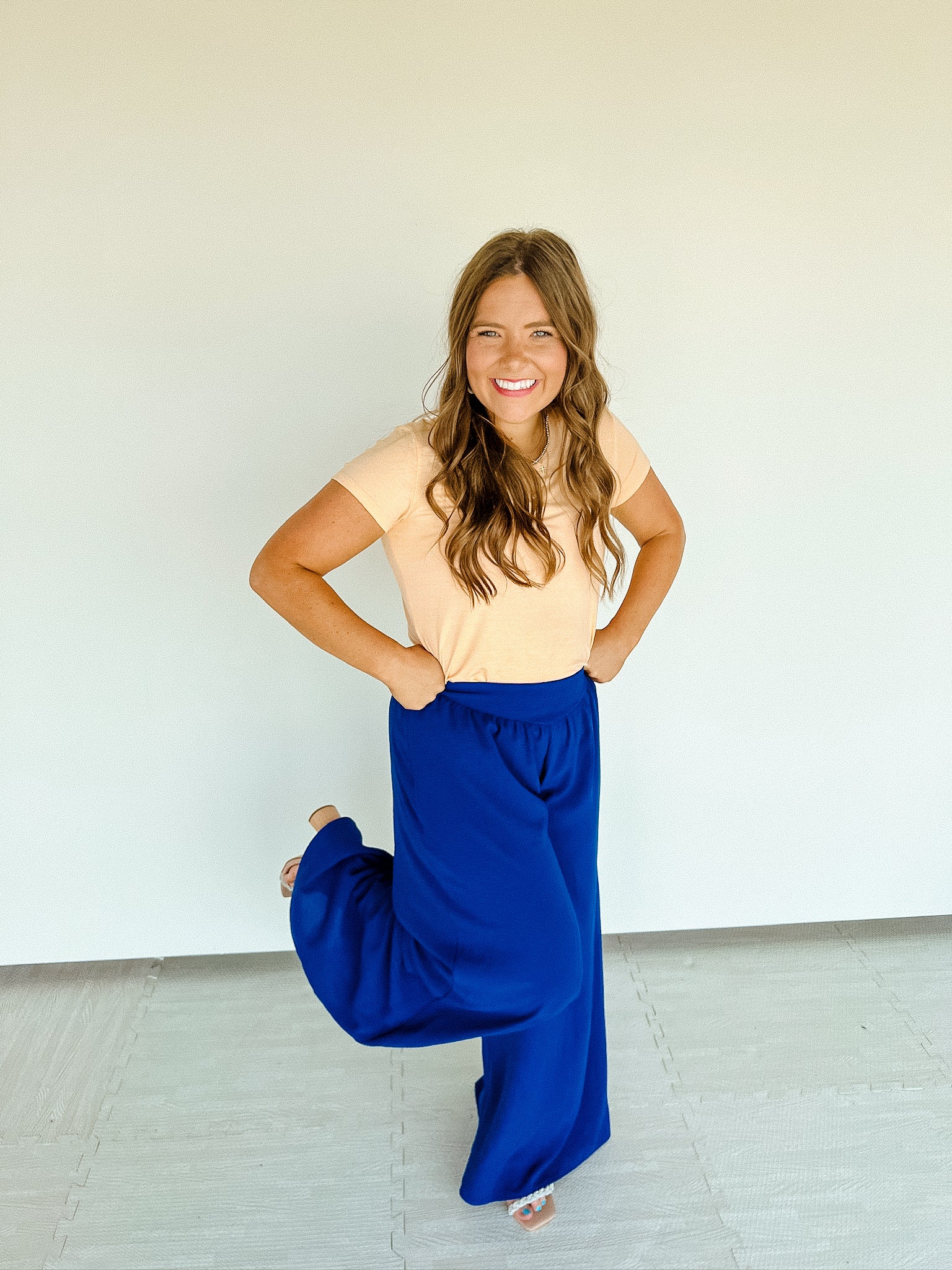 Coraline Crepe Wide Leg Pants - Bright Spring Blue