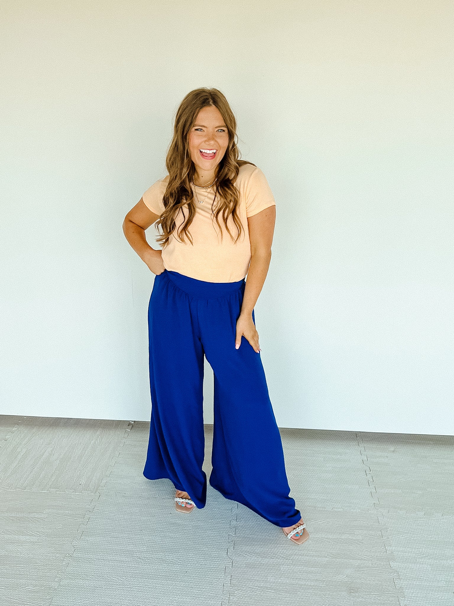 Coraline Crepe Wide Leg Pants - Bright Spring Blue