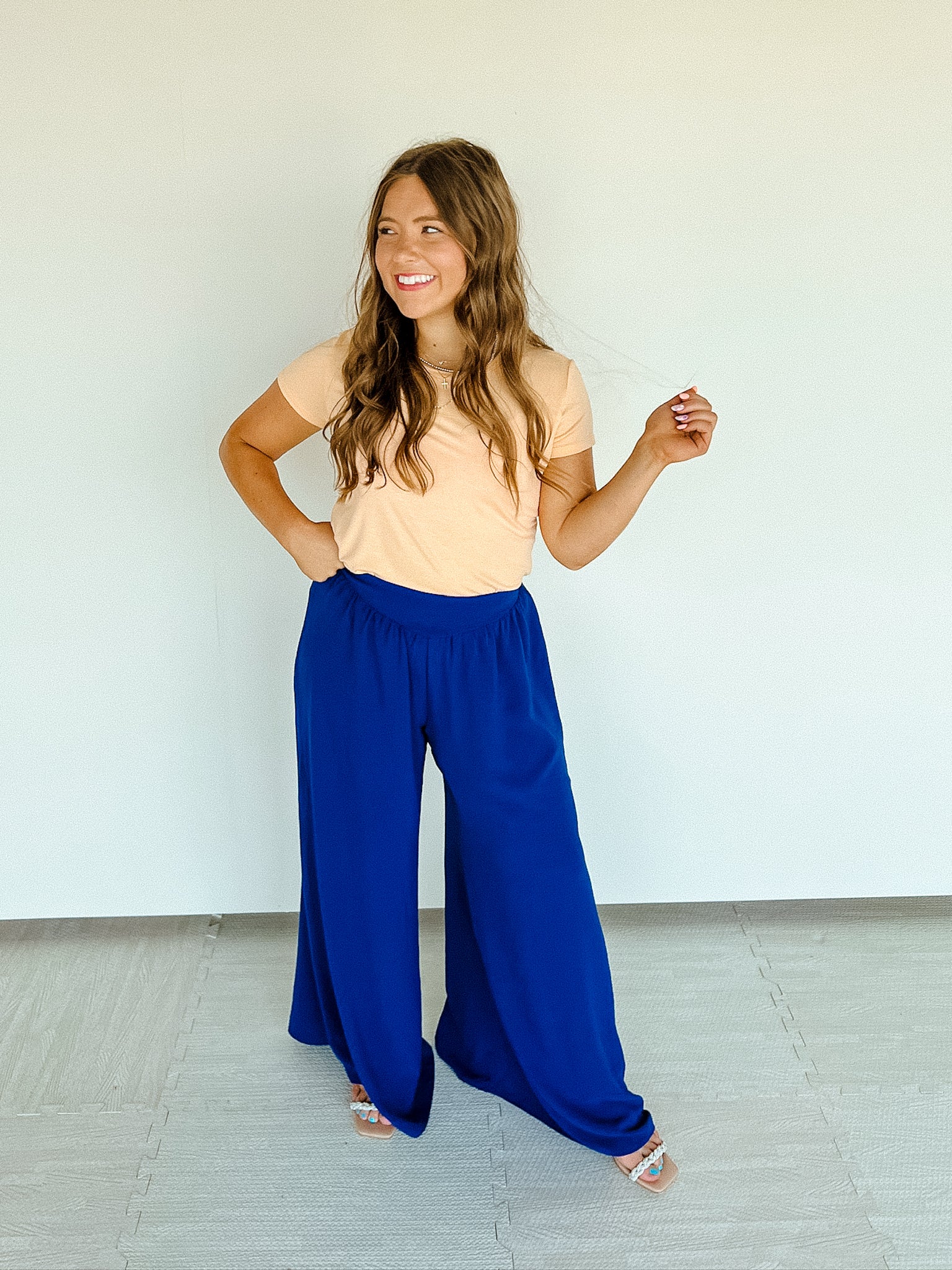 Coraline Crepe Wide Leg Pants - Bright Spring Blue