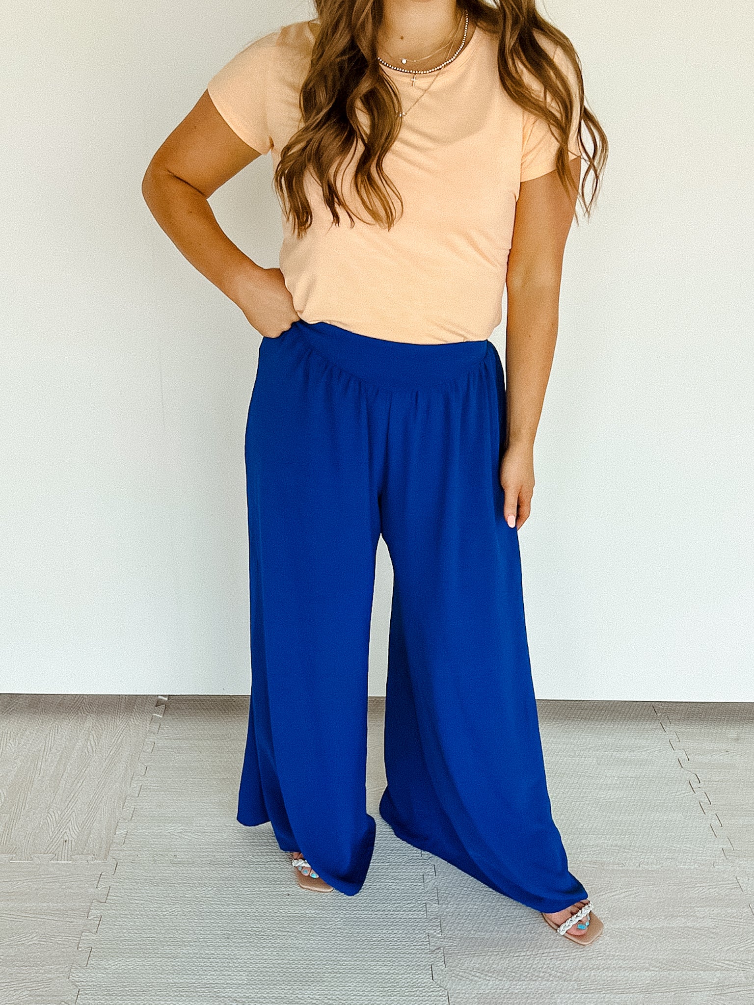 Coraline Crepe Wide Leg Pants - Bright Spring Blue