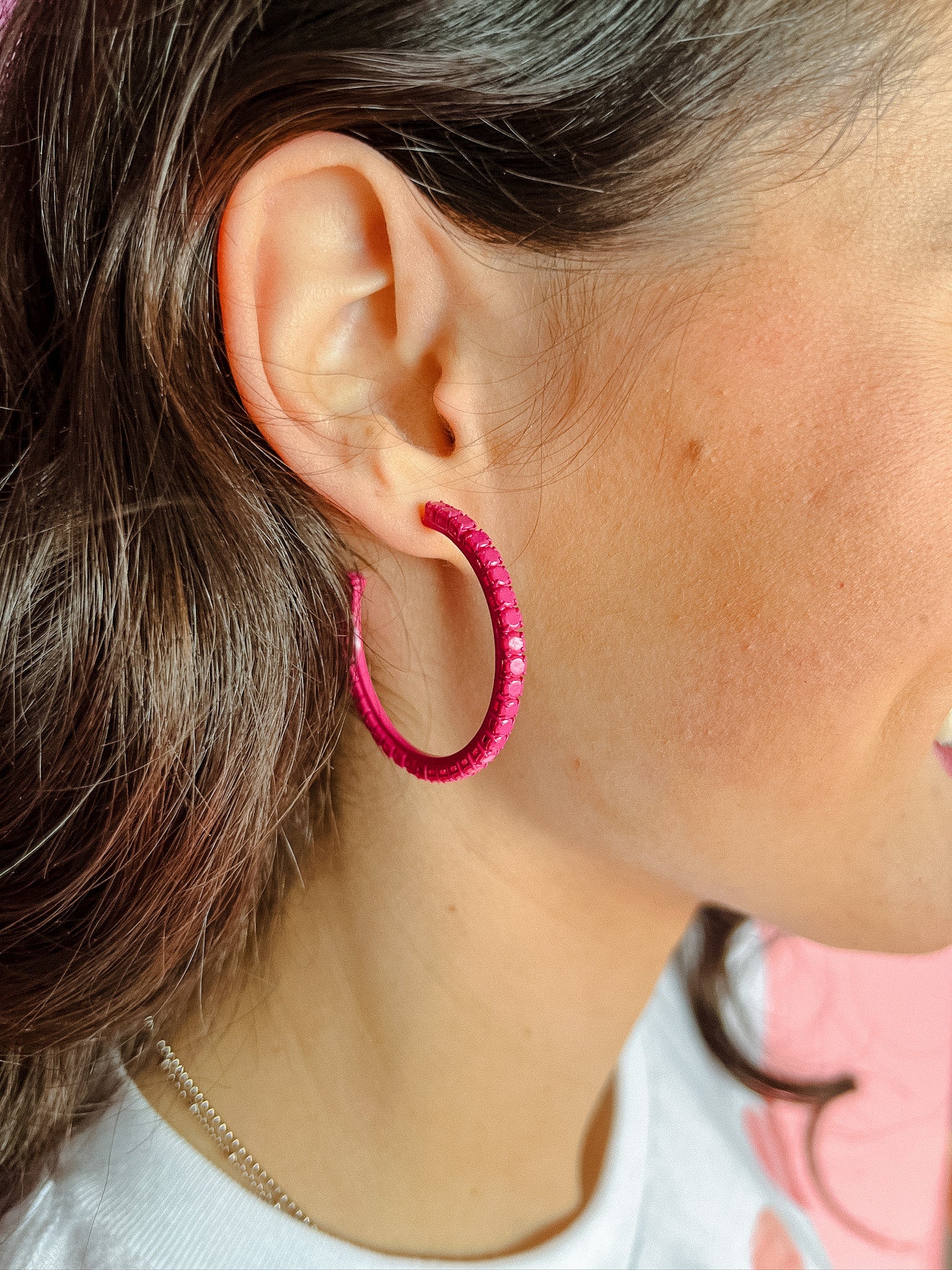 [Treasure Jewels] Barbie World Hoop Earrings - Fuchsia