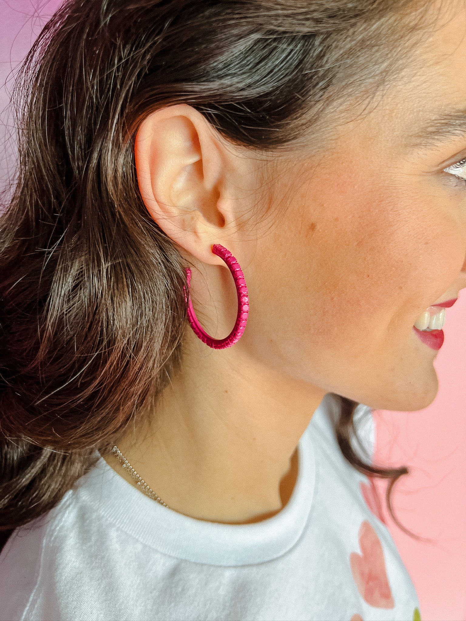 [Treasure Jewels] Barbie World Hoop Earrings - Fuchsia