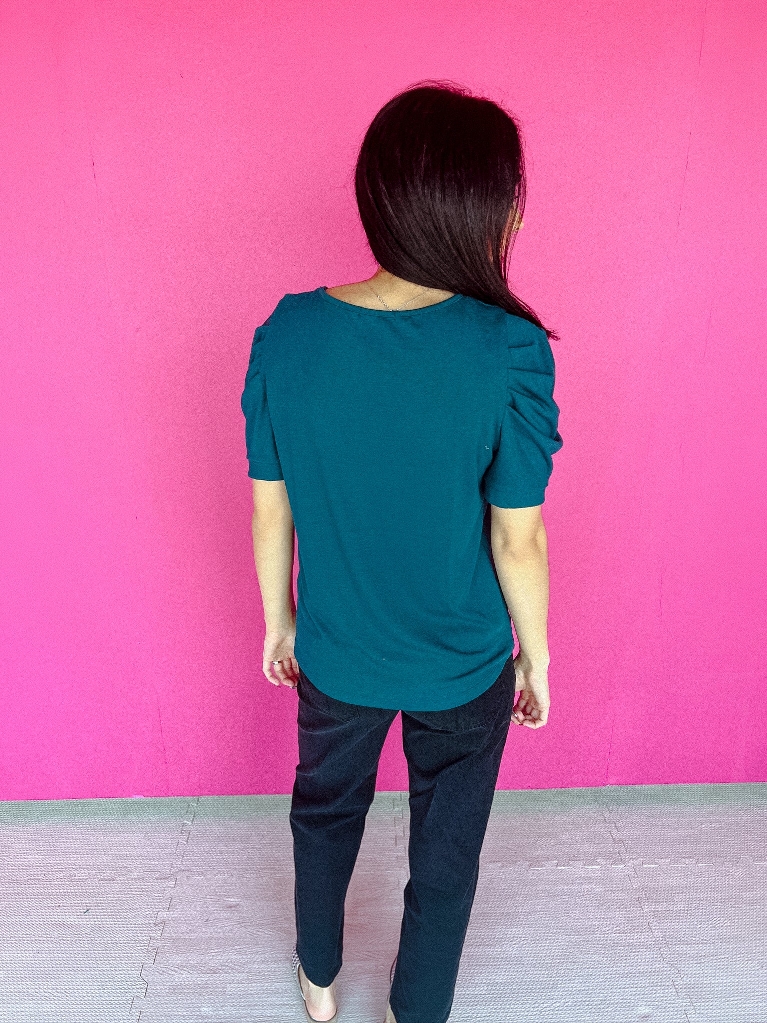 Grace Puff Sleeve Top - Cool Green