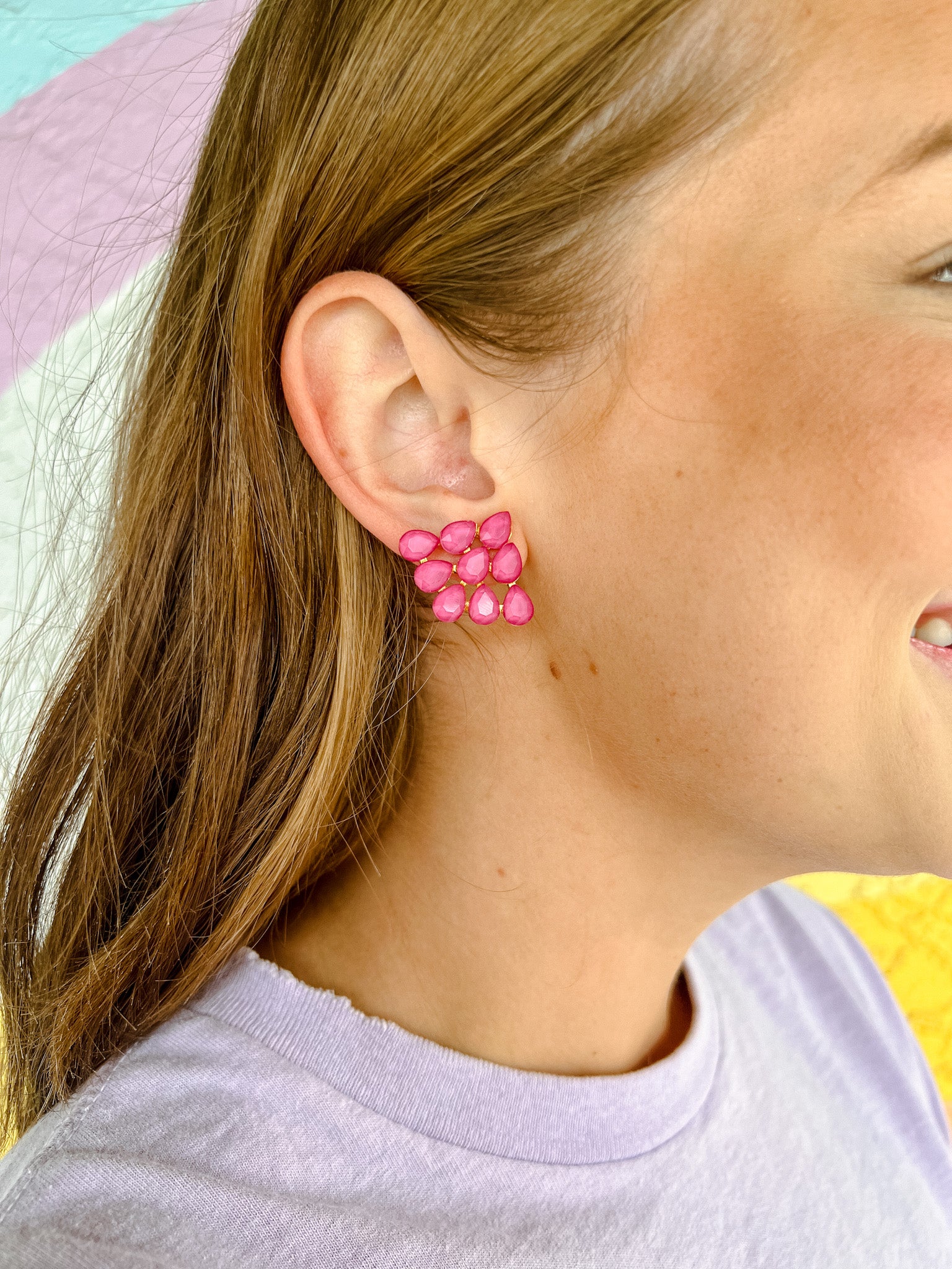 [Treasure Jewels] Tatiana Crystal Beaded Earrings - Amethyst