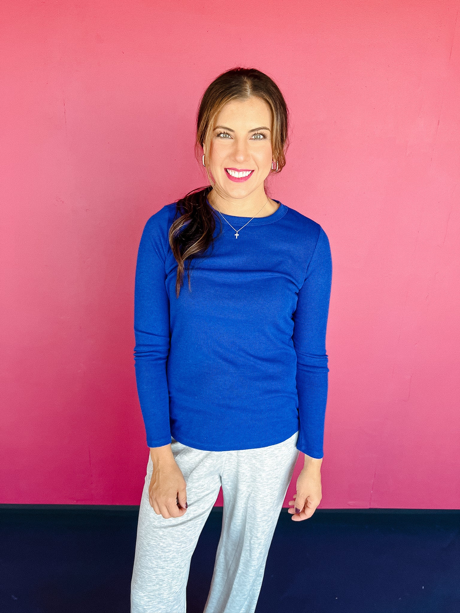 Jocelyn Ribbed Knit Top - Bright Navy