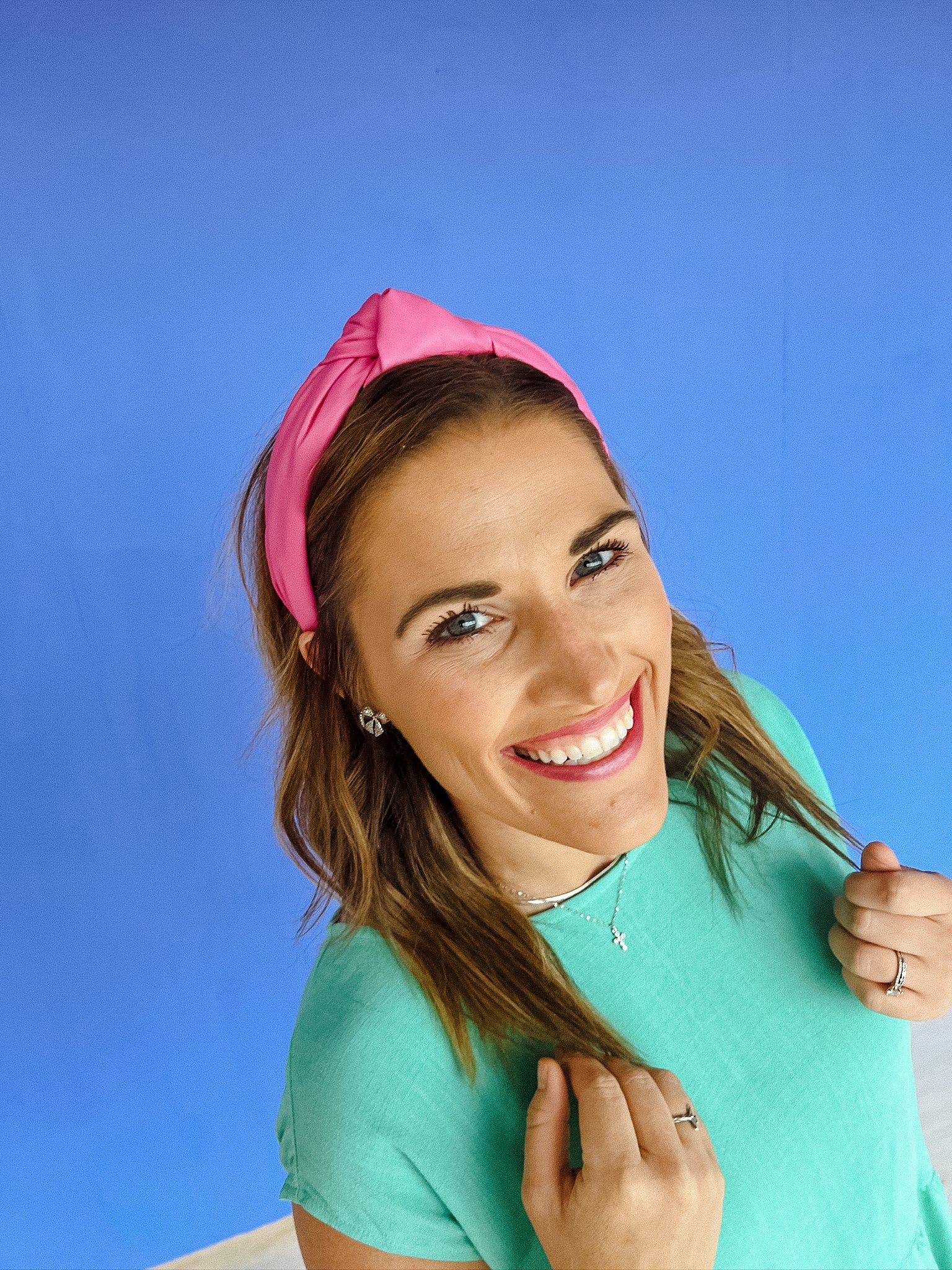 Brielle Faux Leather Headband - Summer Pink