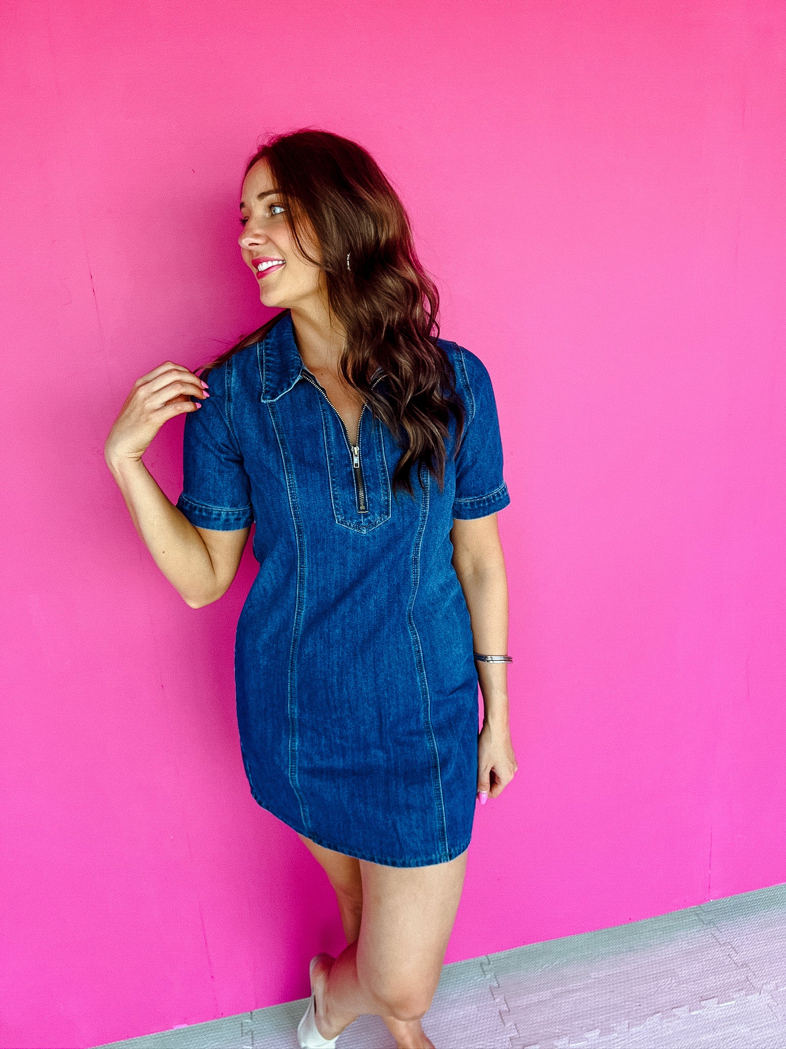 Alice Denim Mini Dress - Dark Denim