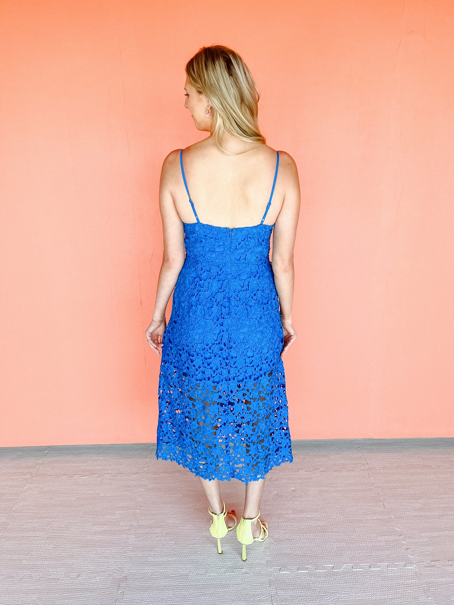 Miriam Crotchet Lace Midi Dress - Warm Spring Blue