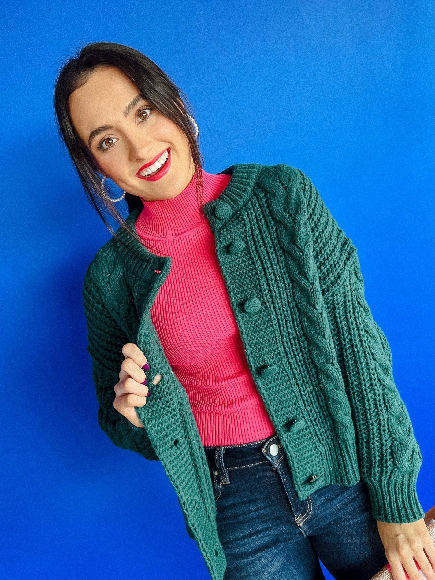 Eva Cableknit Cardigan - Pine