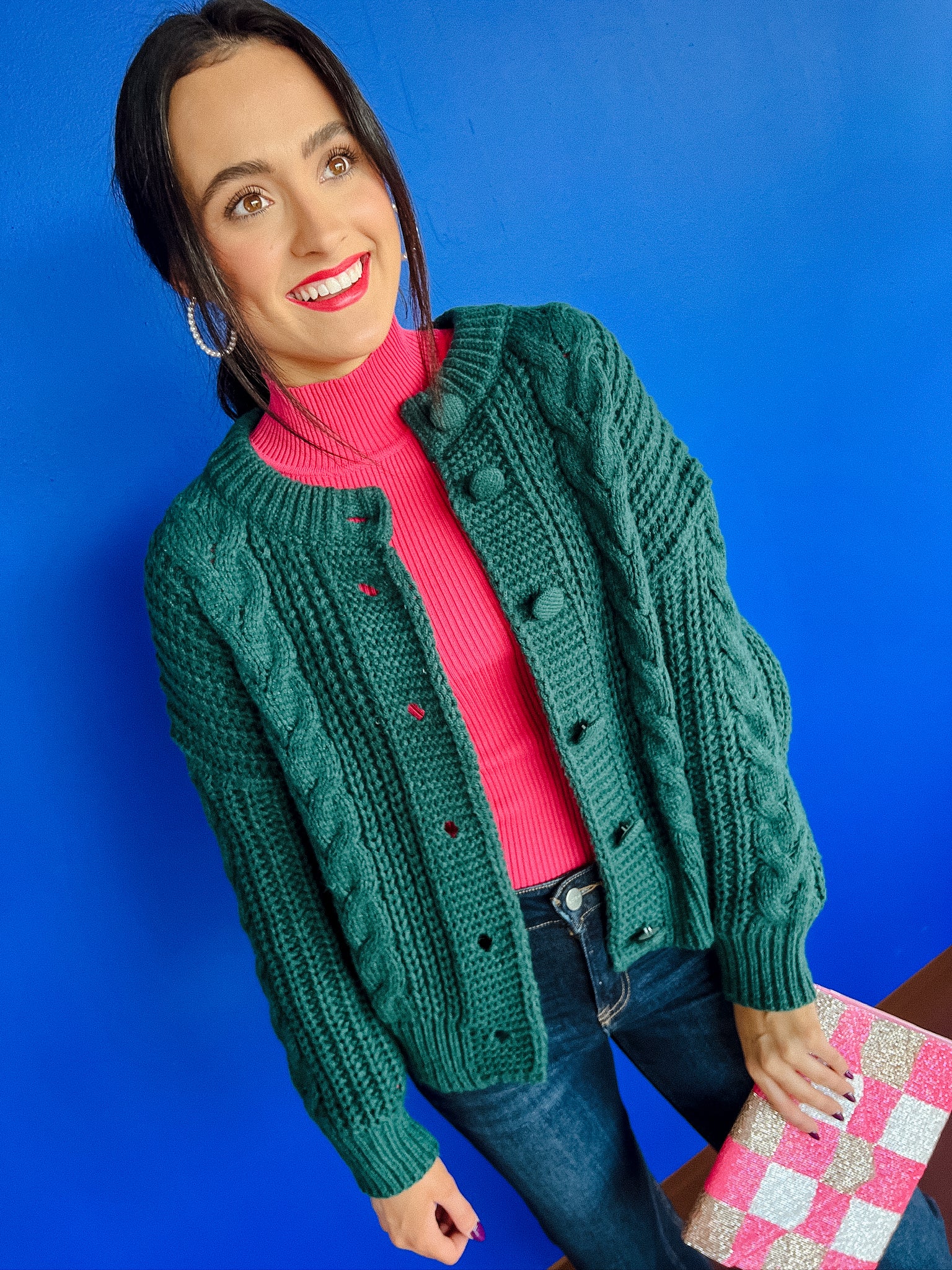 Eva Cableknit Cardigan - Pine