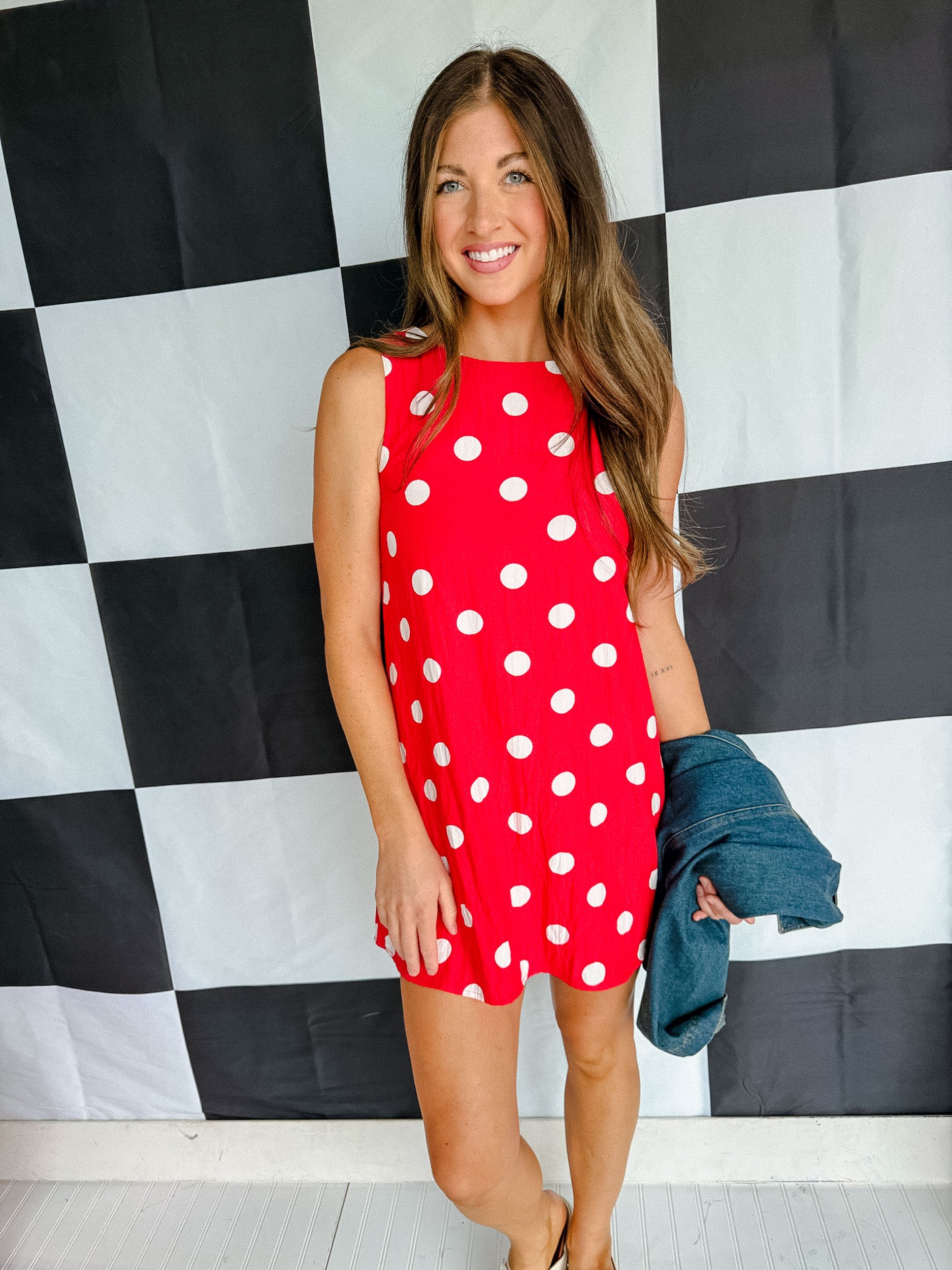 Estella Polka Dot Mini Dress - True Red