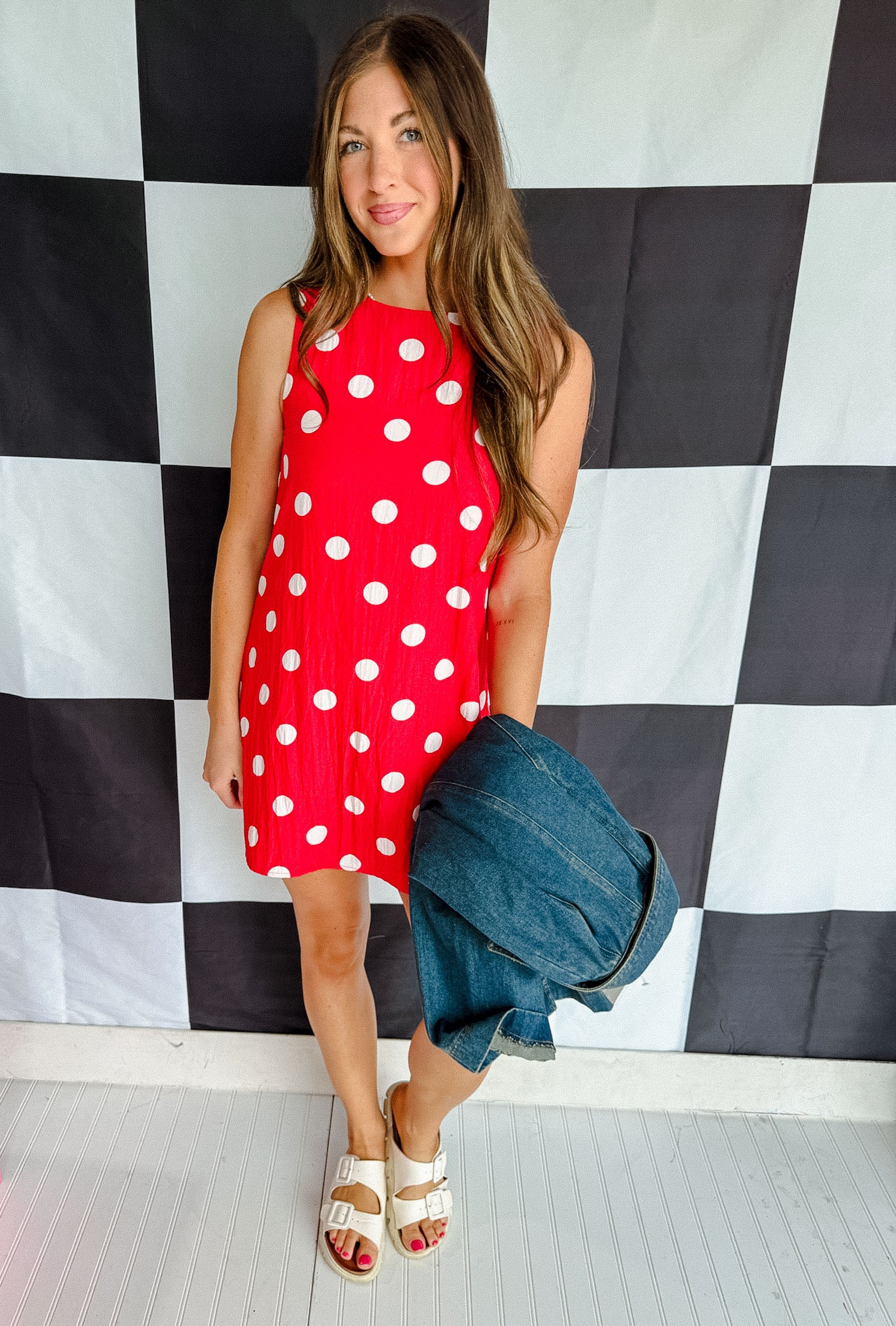 Estella Polka Dot Mini Dress - True Red