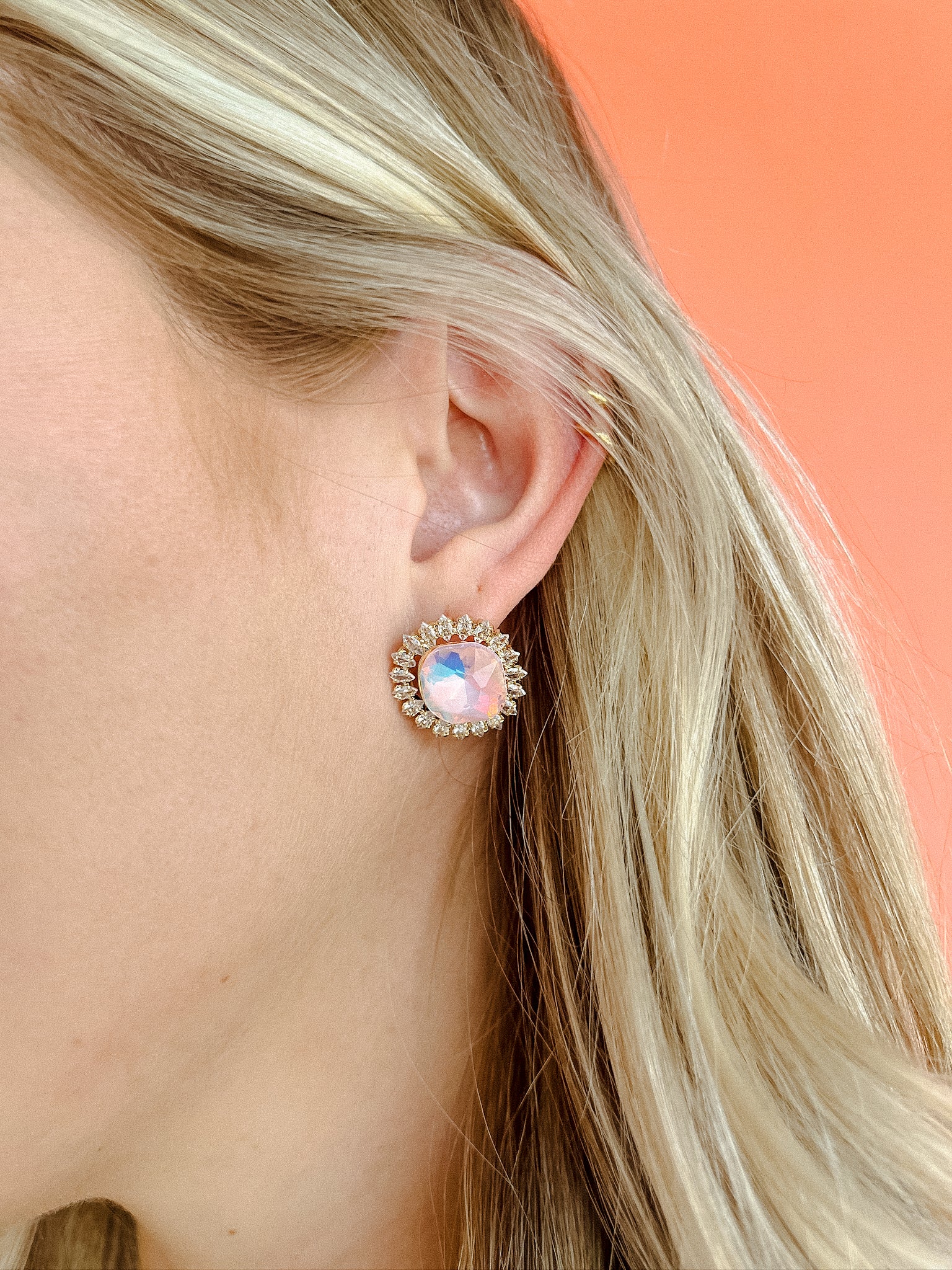 [Treasure Jewels] Always Essential Gem Stud Earrings - Gold + Geranium Pink + Turquoise