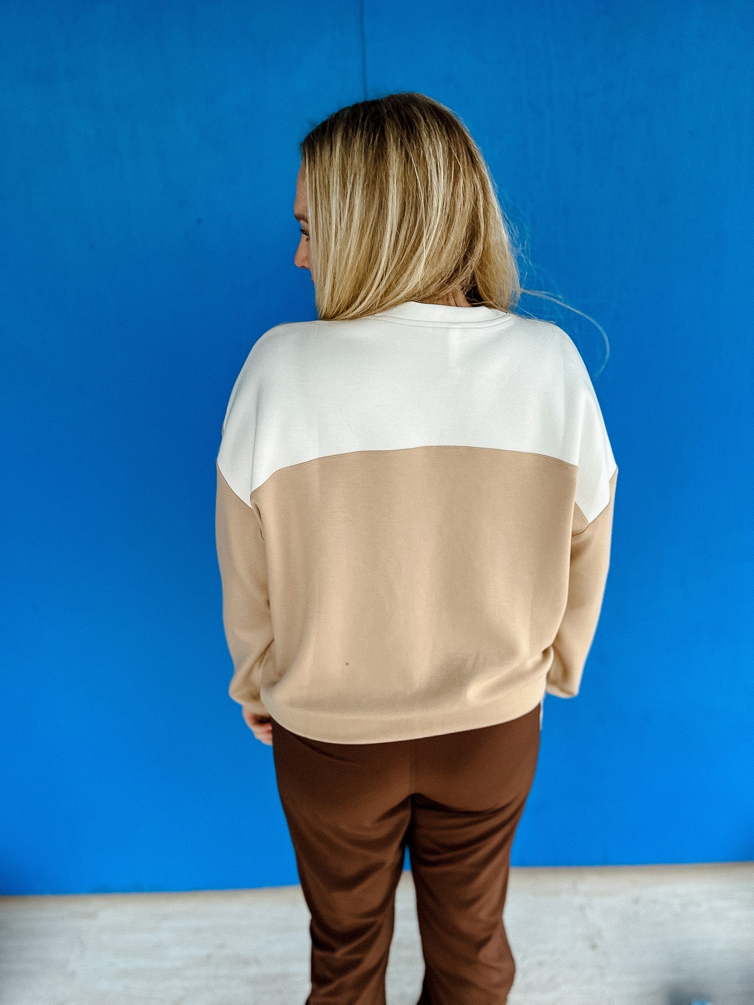 Canan Colorblock Sweatshirt - Cream + Beige