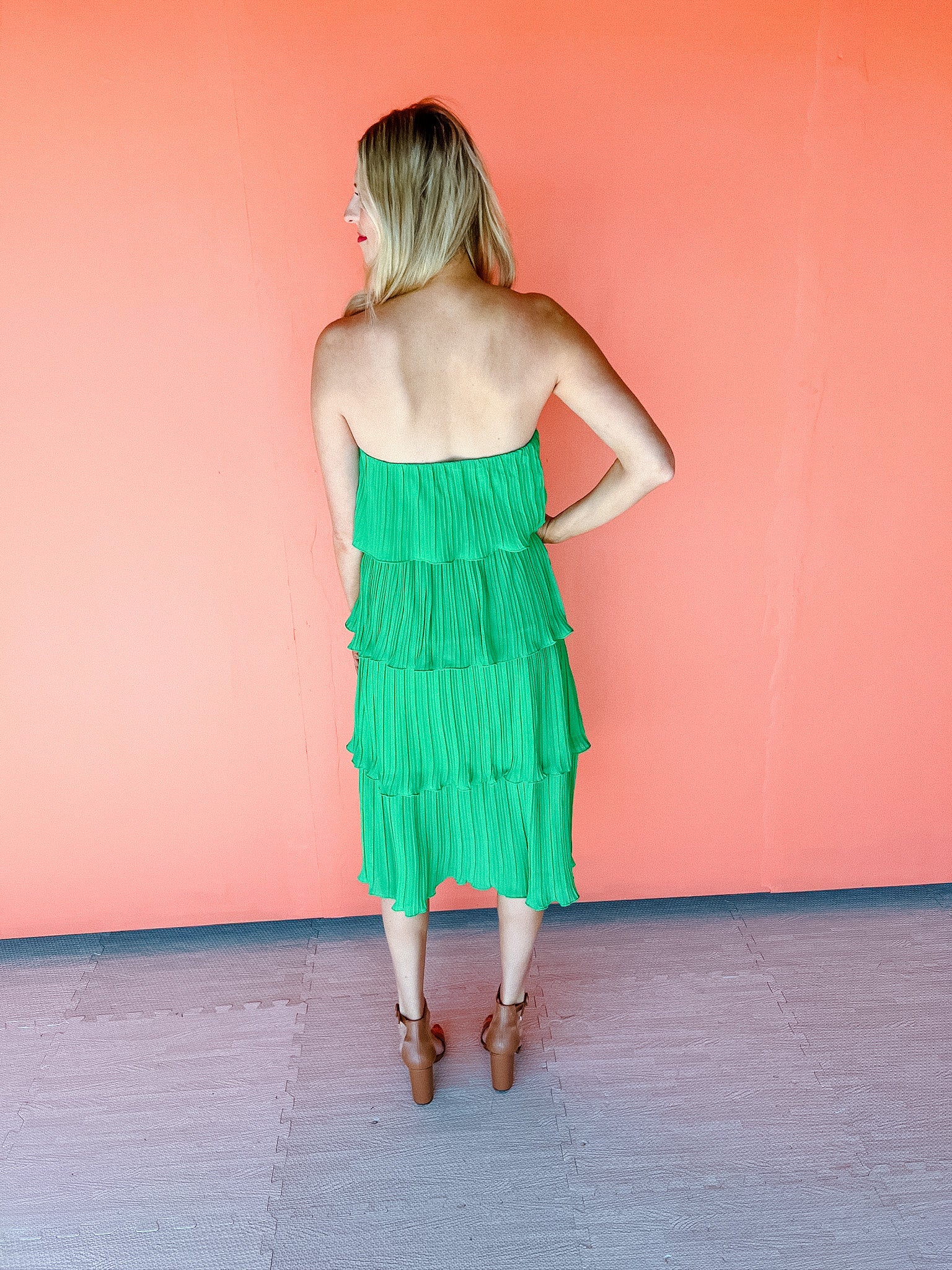 Margarita Pleated Midi Dress - Leaf Green