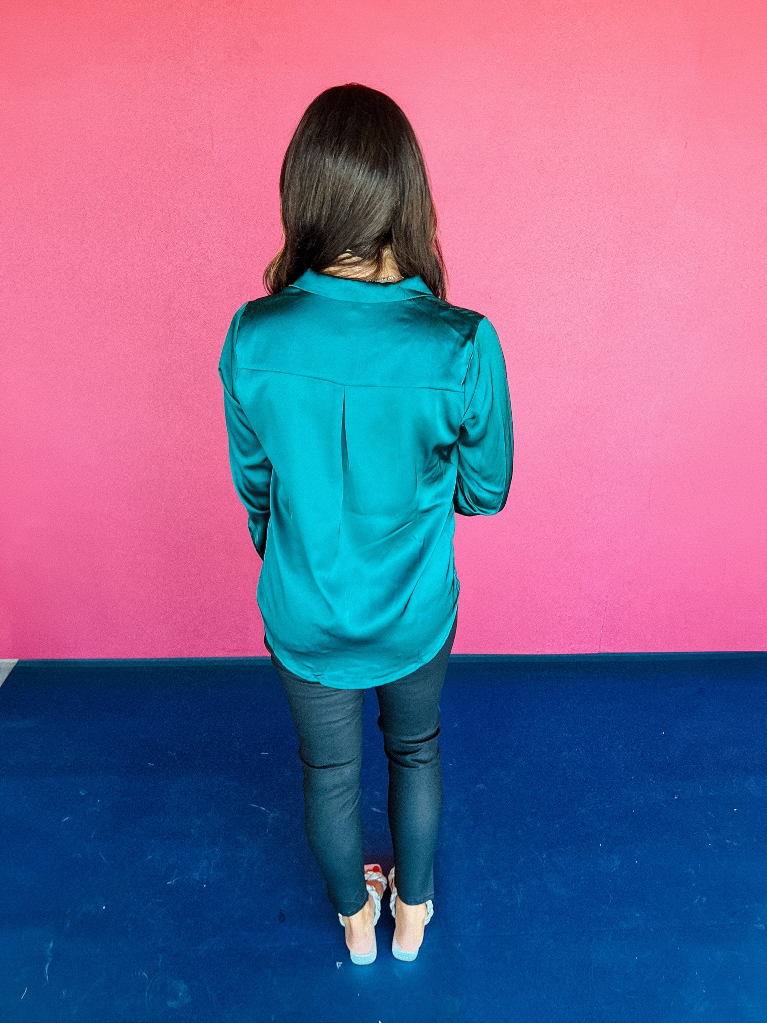 Tyra Satin Blouse - Dark Cool Green