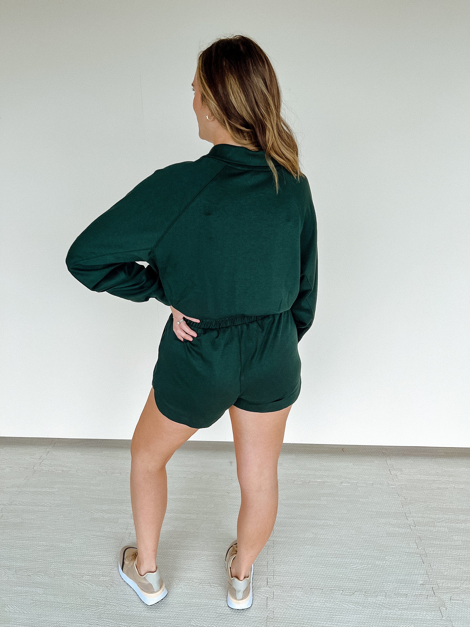 Penny Long Sleeve Romper - Pine/Forest