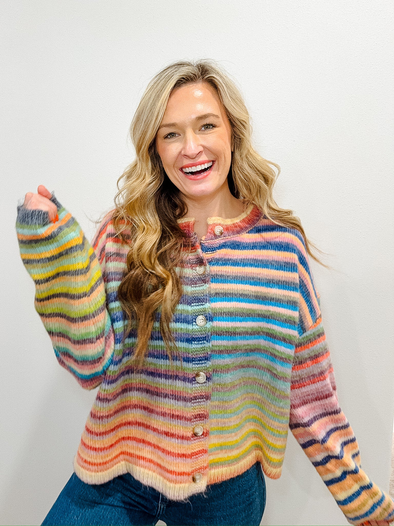 Confetti Cloud Striped Cardigan