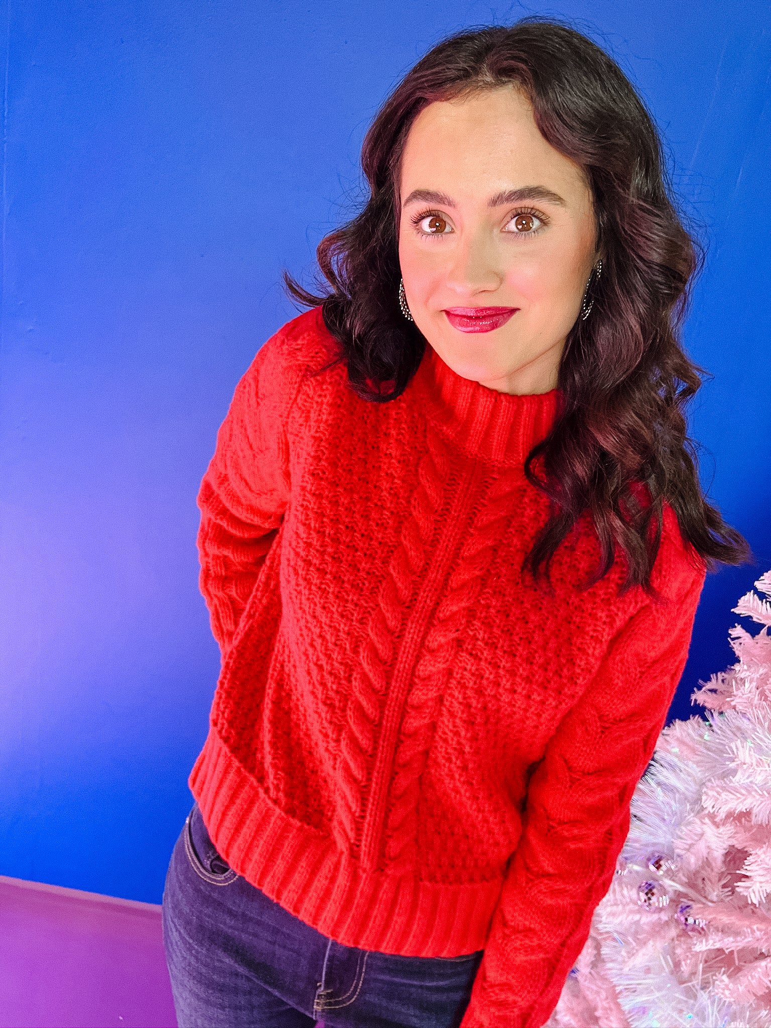 Carol Cableknit Sweater - Cool Red