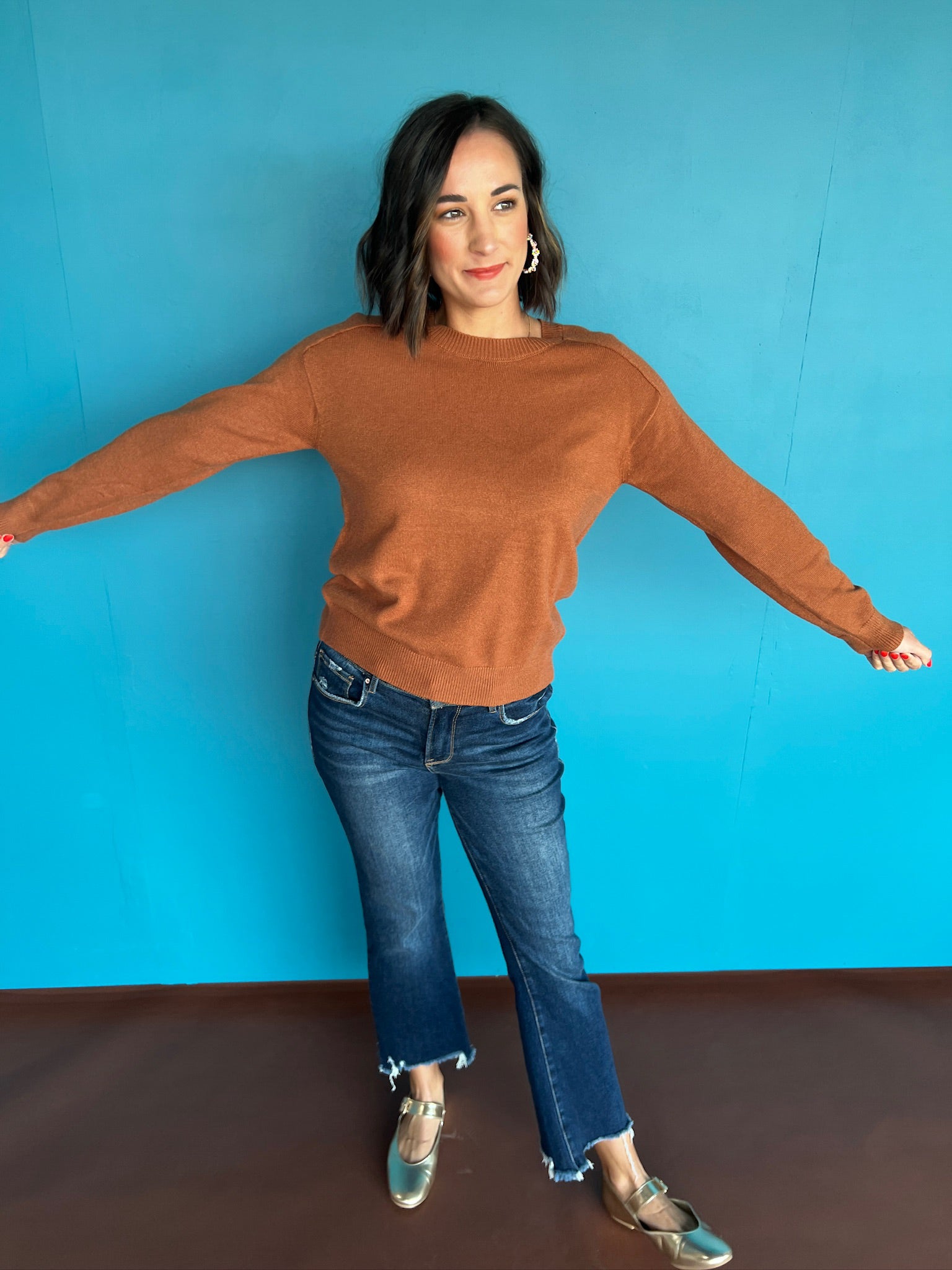 Zellie Crewneck Sweater - Tan